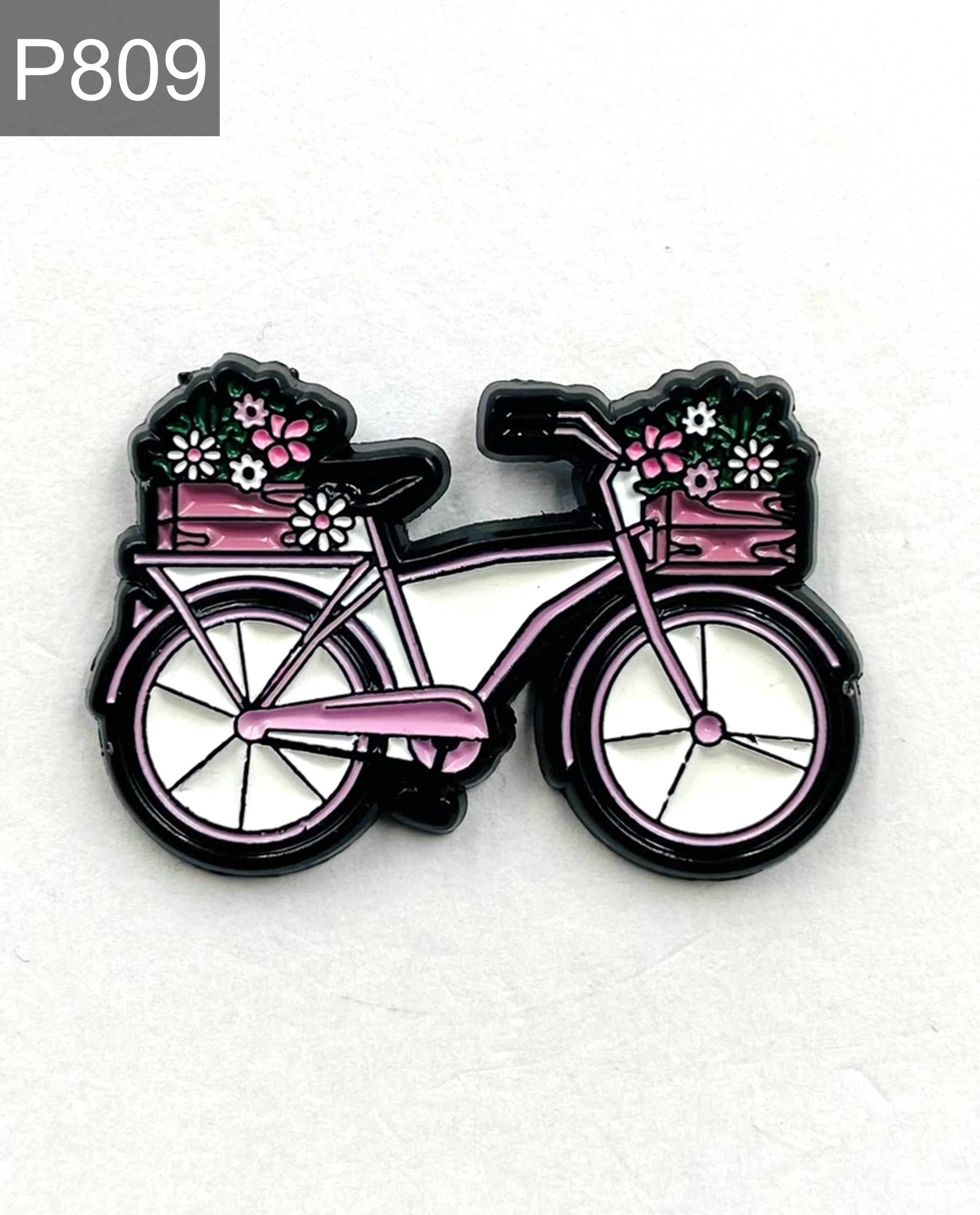 Fahrrad mit Blumen Emaille Pin