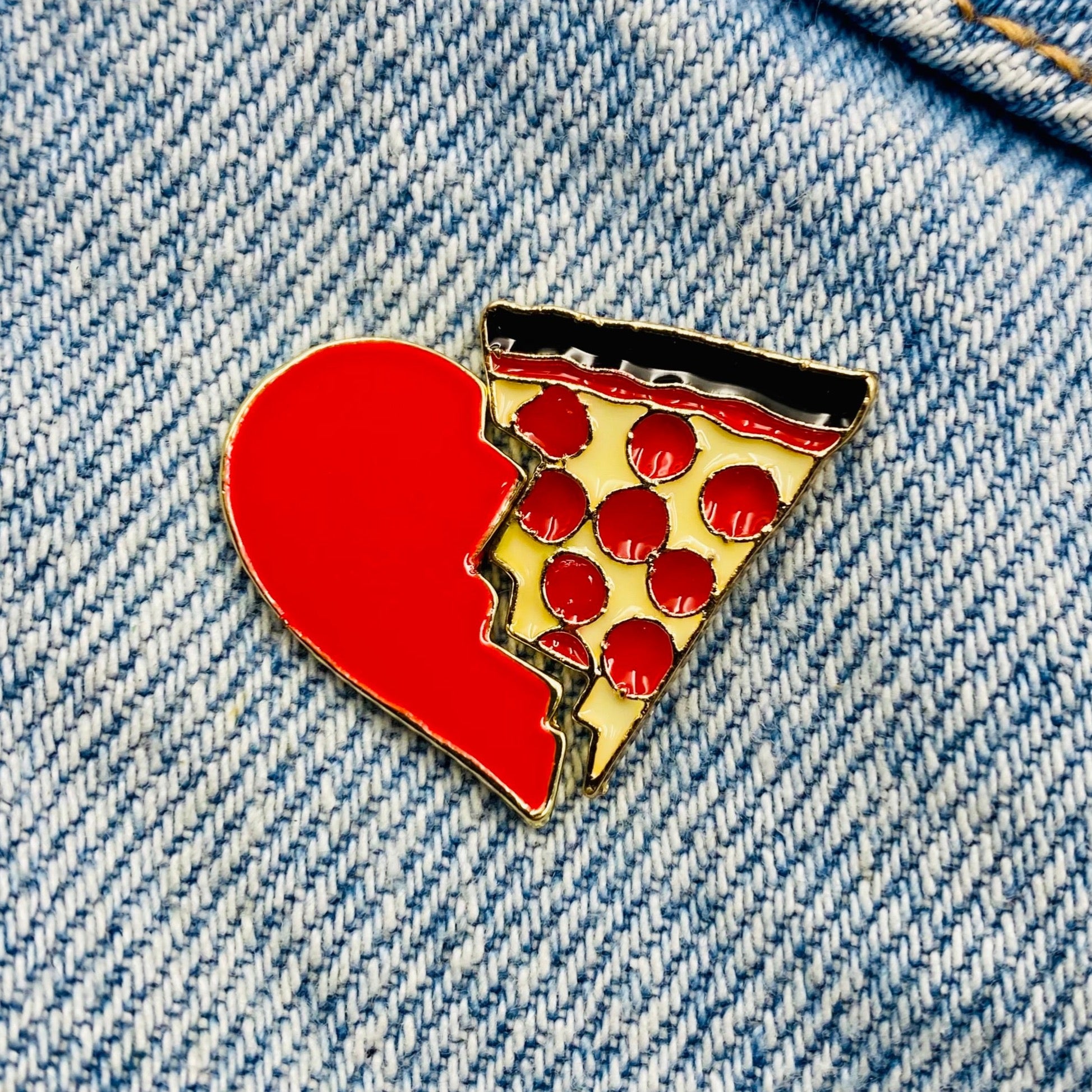 Heart with Pizza Enamel Pin