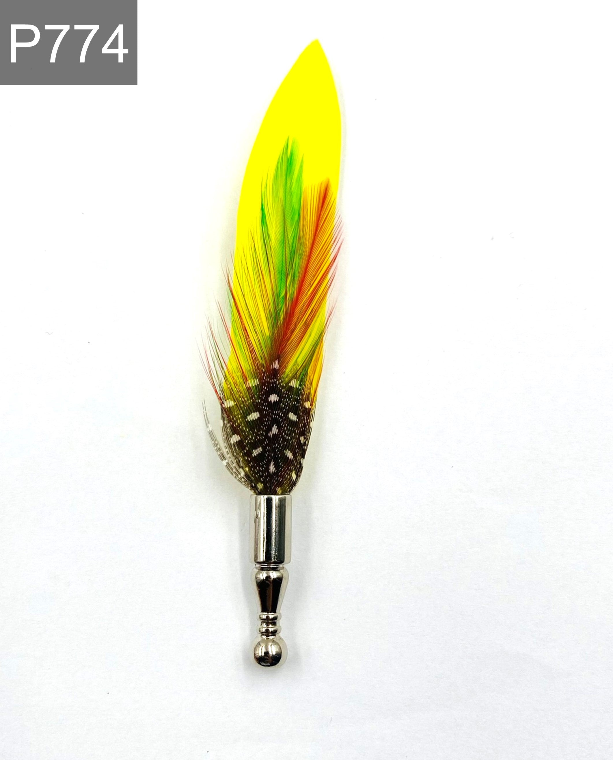 Yellow Peacock Feather Pin