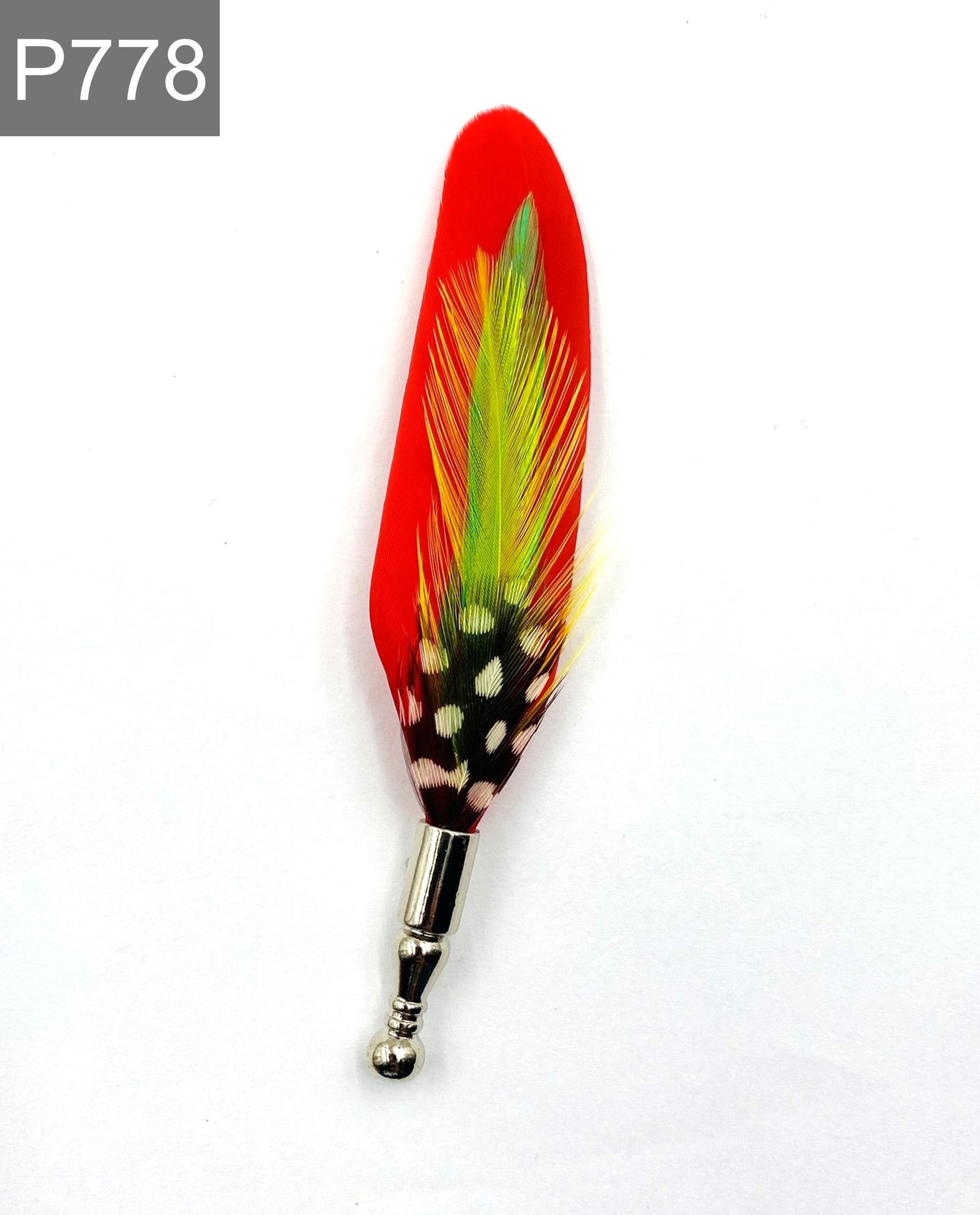 Red Peacock Feather Pin