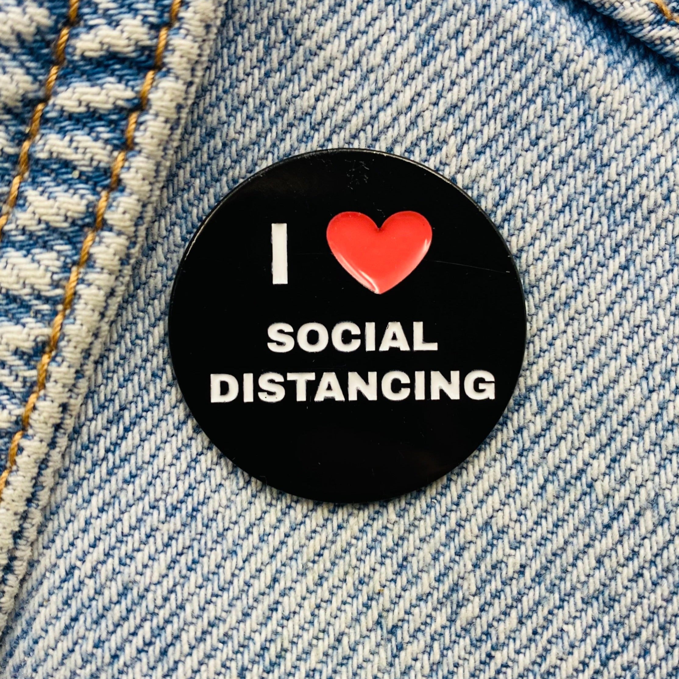 Saying I love social distancing Enamel Pin