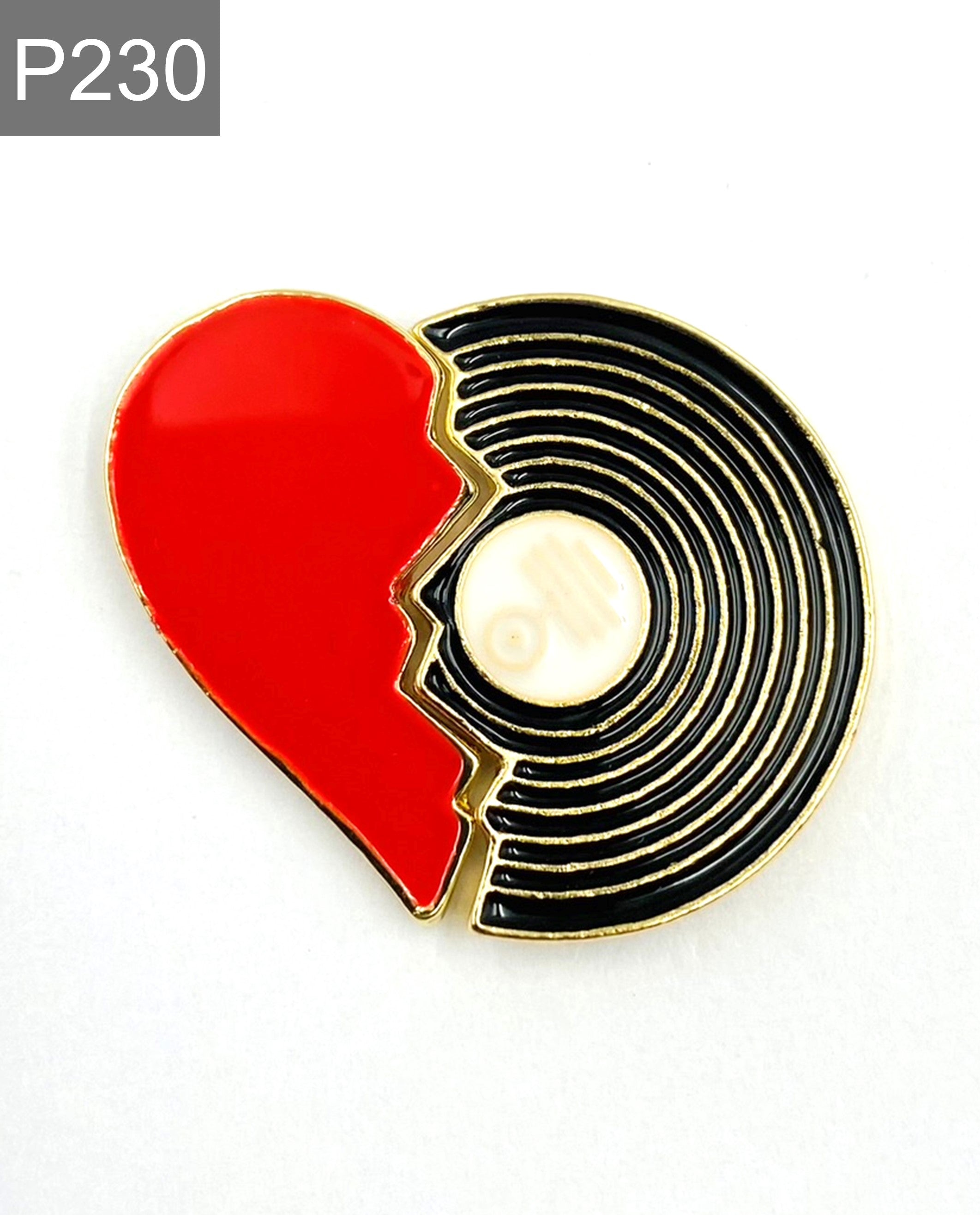 Heart with Vinyl record Enamel Pin