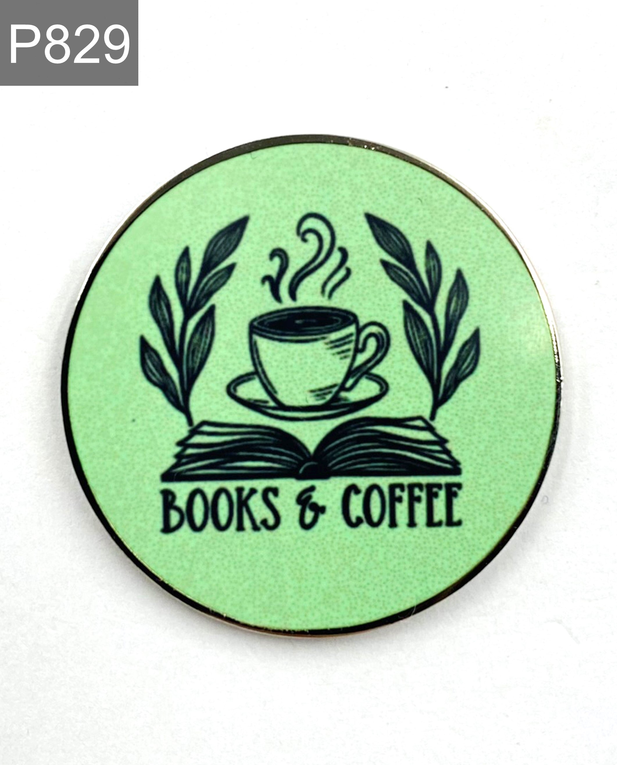 Spruch "Bücher und Kaffee" Emaille Pin