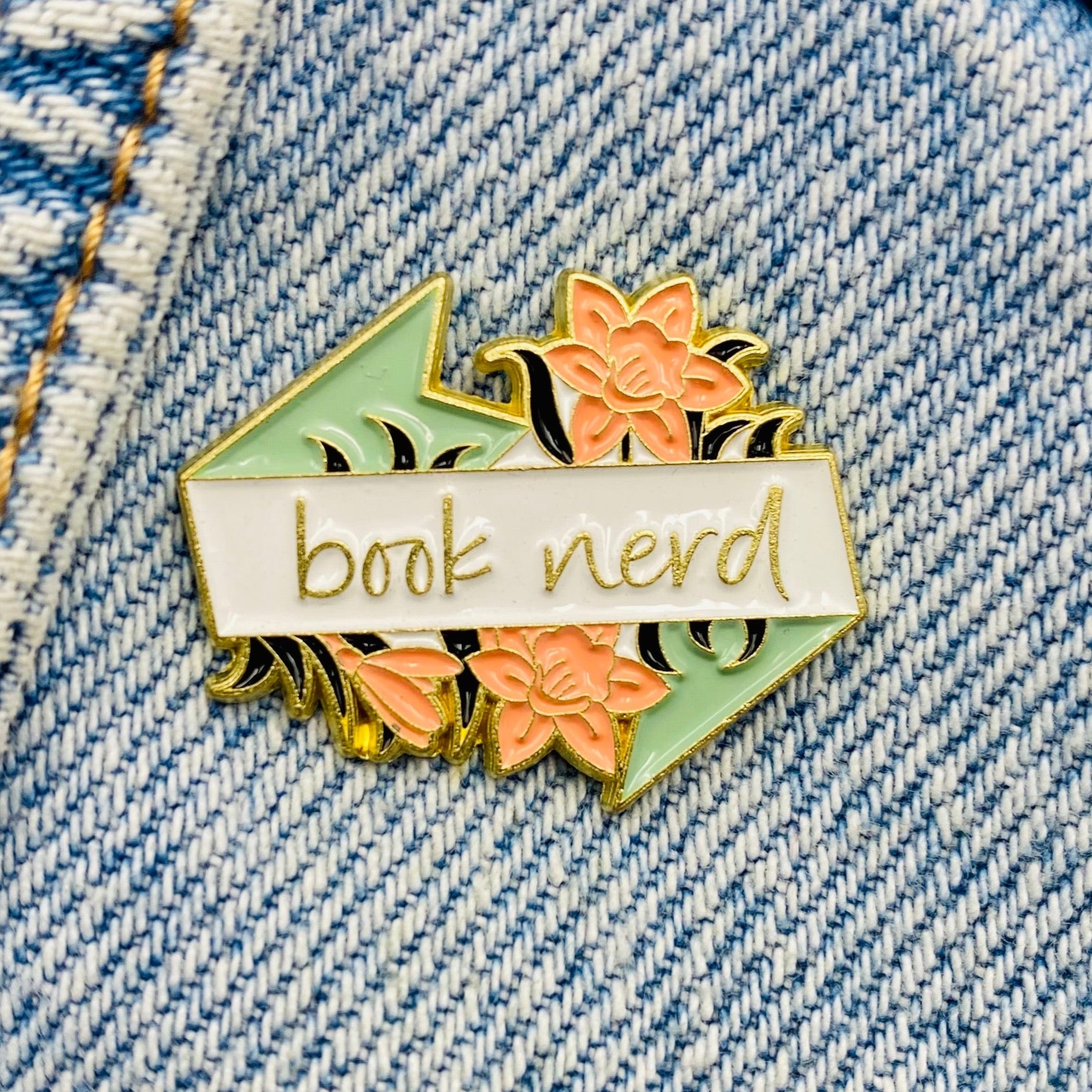 Saying "Book Nerd" Enamel Pin