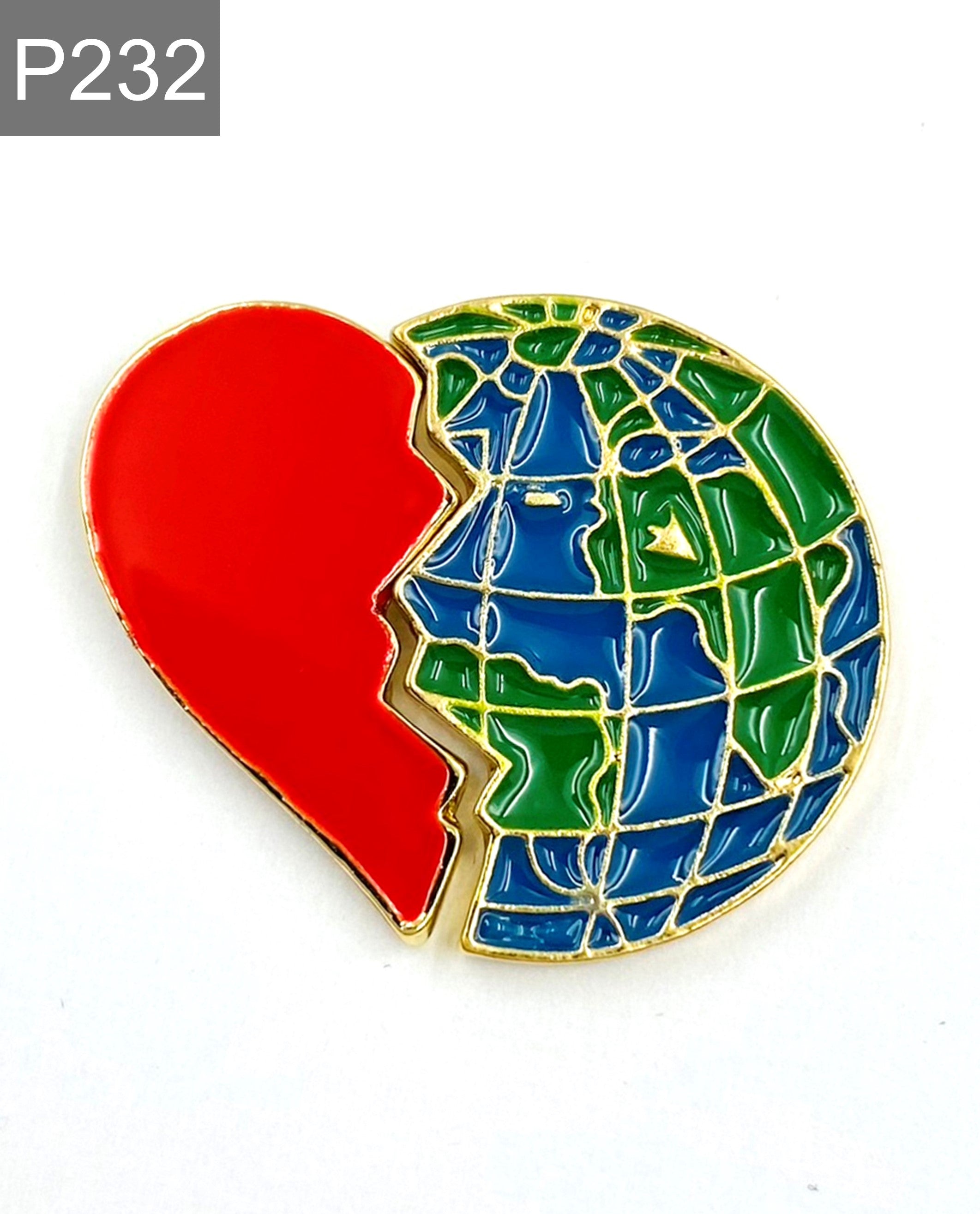 Heart with earth Enamel Pin