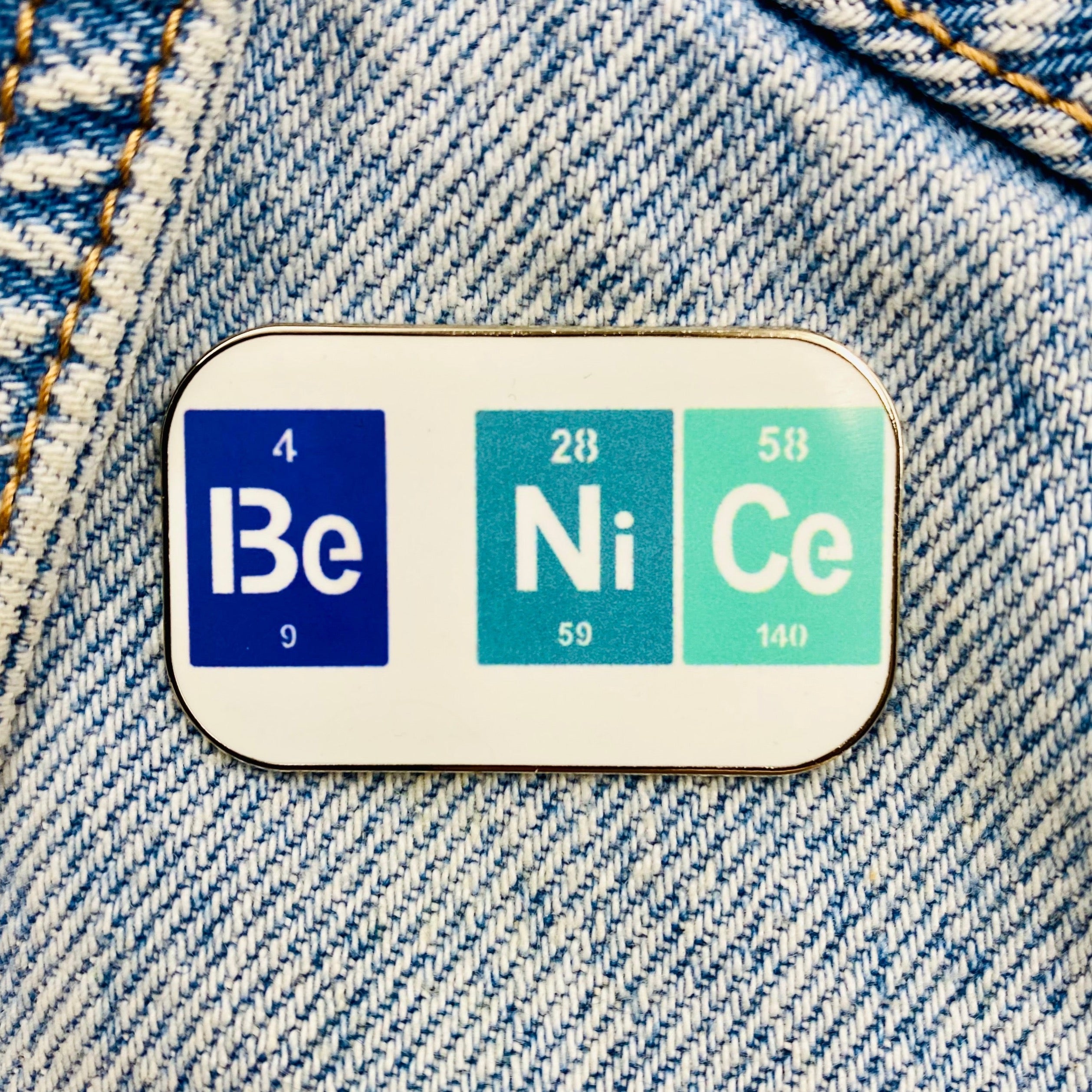 Saying "be nice" periodic table Enamel Pin