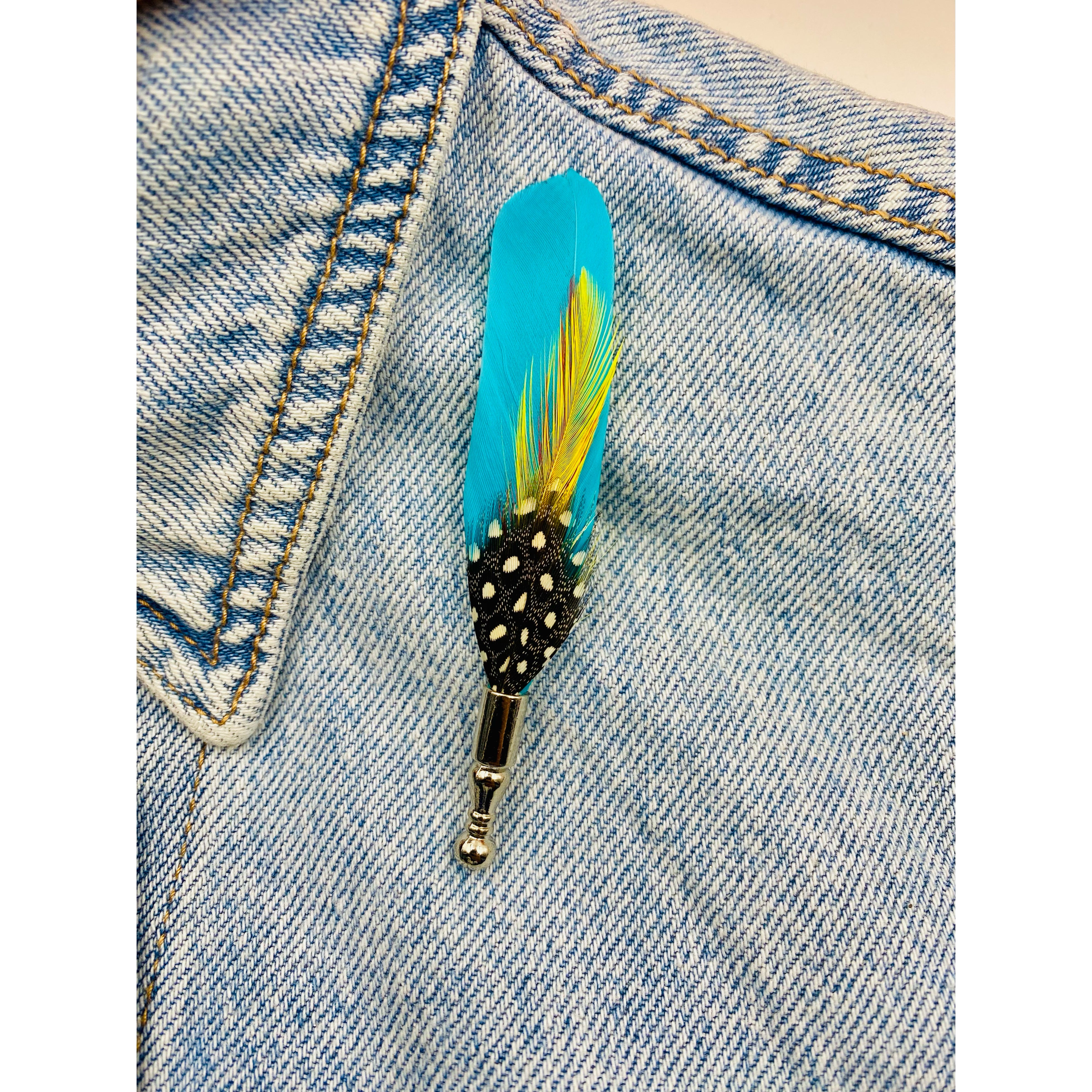 Turquoise Peacock Feather Pin