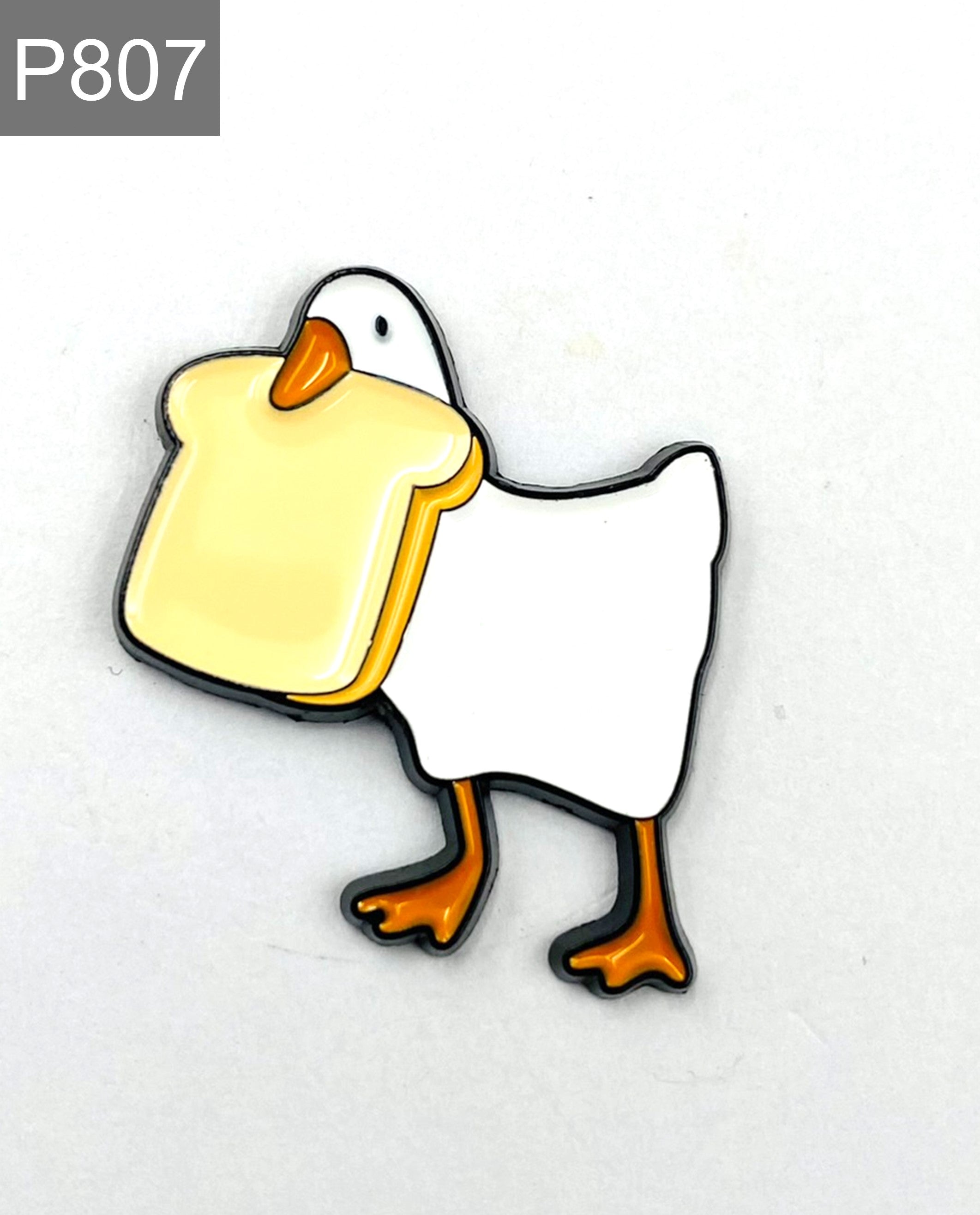 Funny goose with toast Enamel Pin