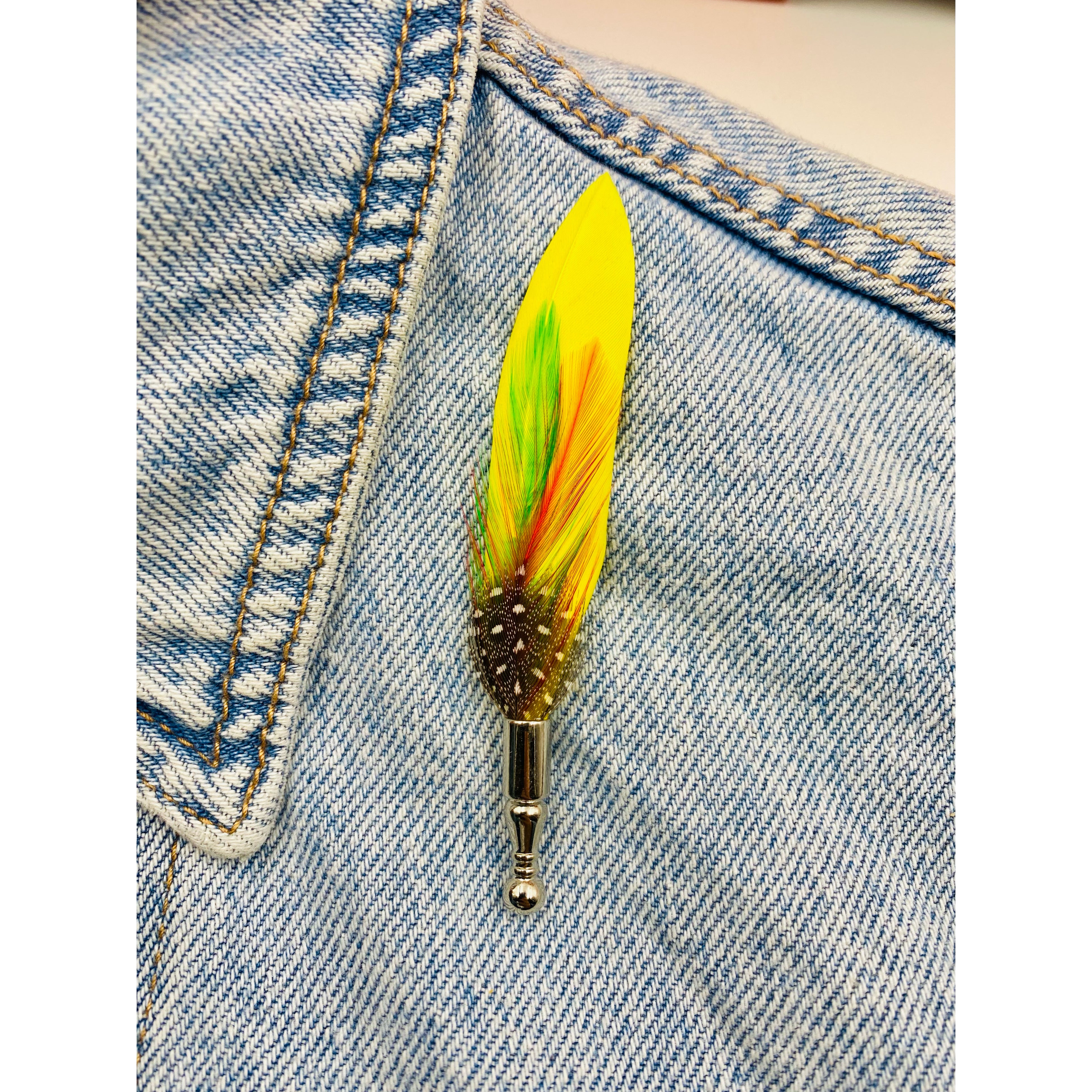 Yellow Peacock Feather Pin