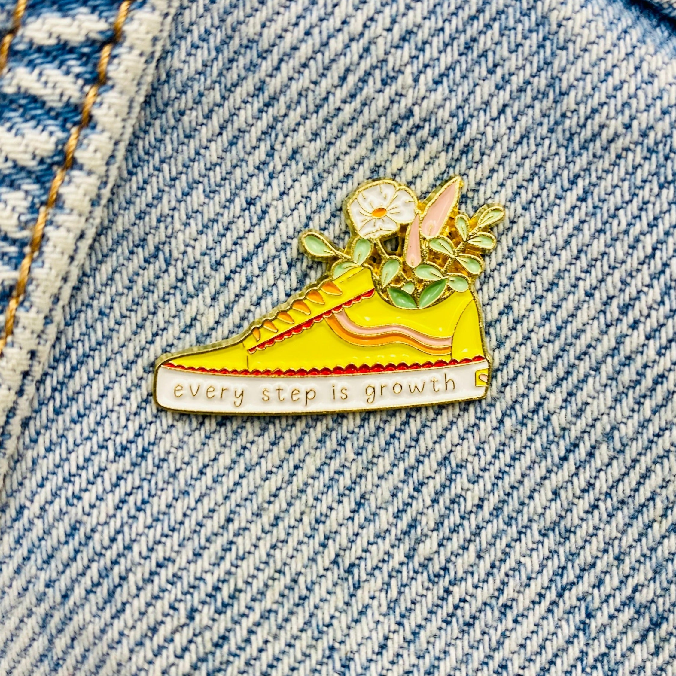 Saying every step is groth Enamel Pin