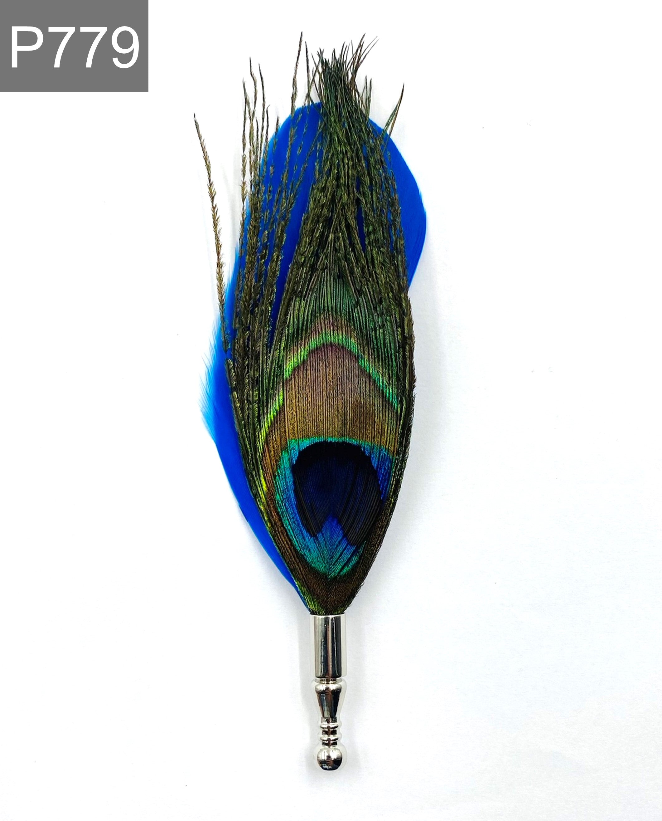 Blue Peacock Feather Pin