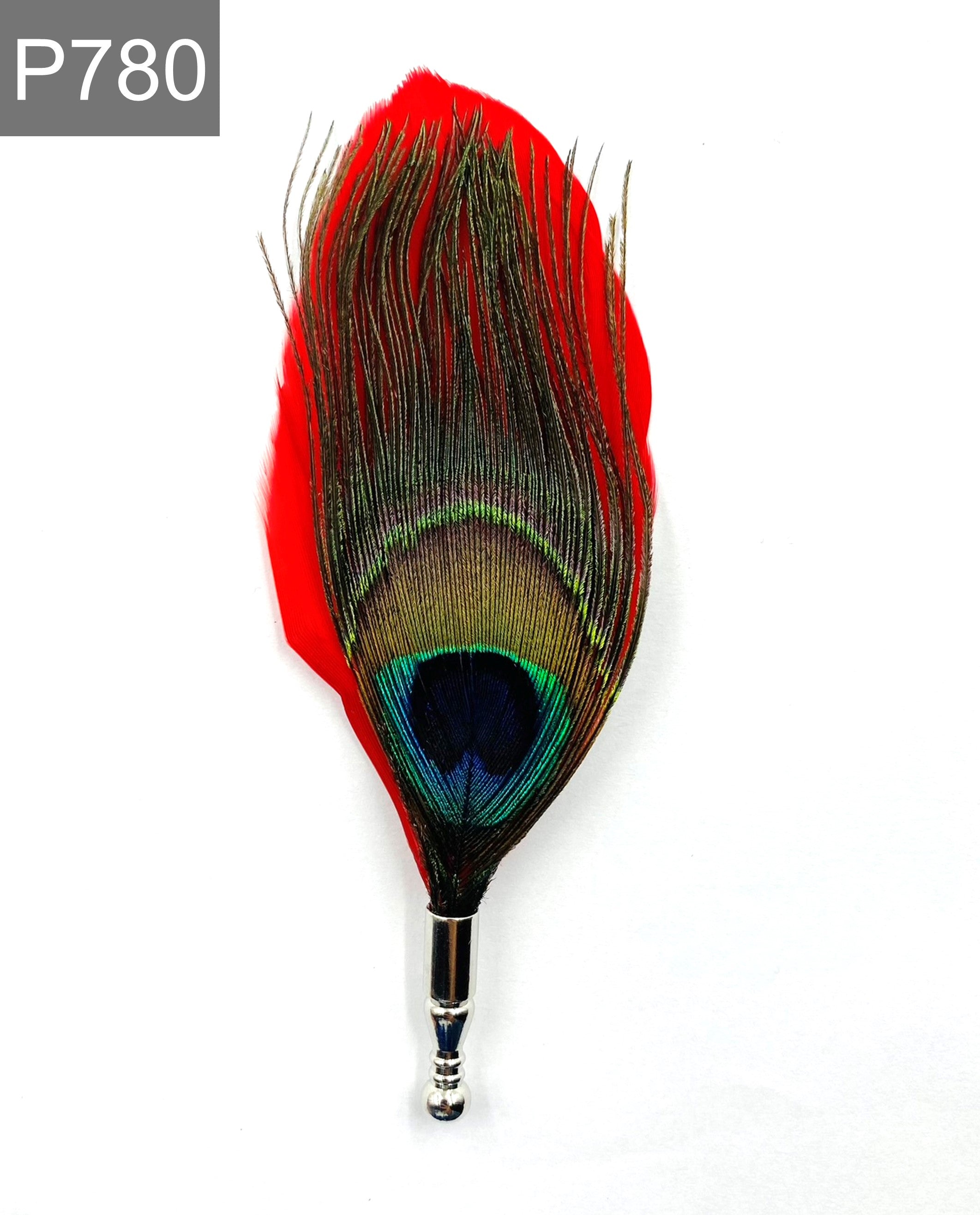 Red Peacock Feather Pin