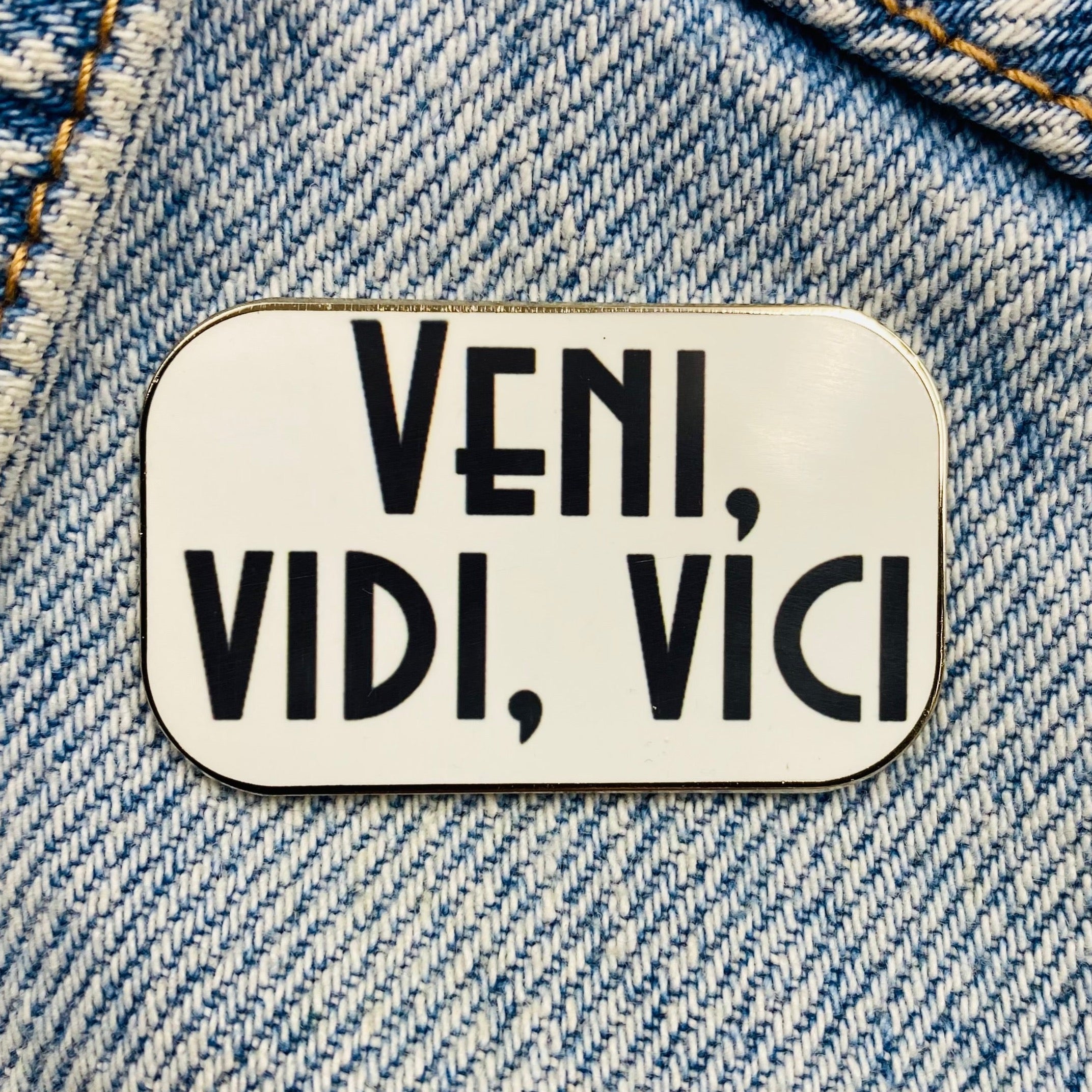 Saying Veni, Vidi, Vici Enamel Pin