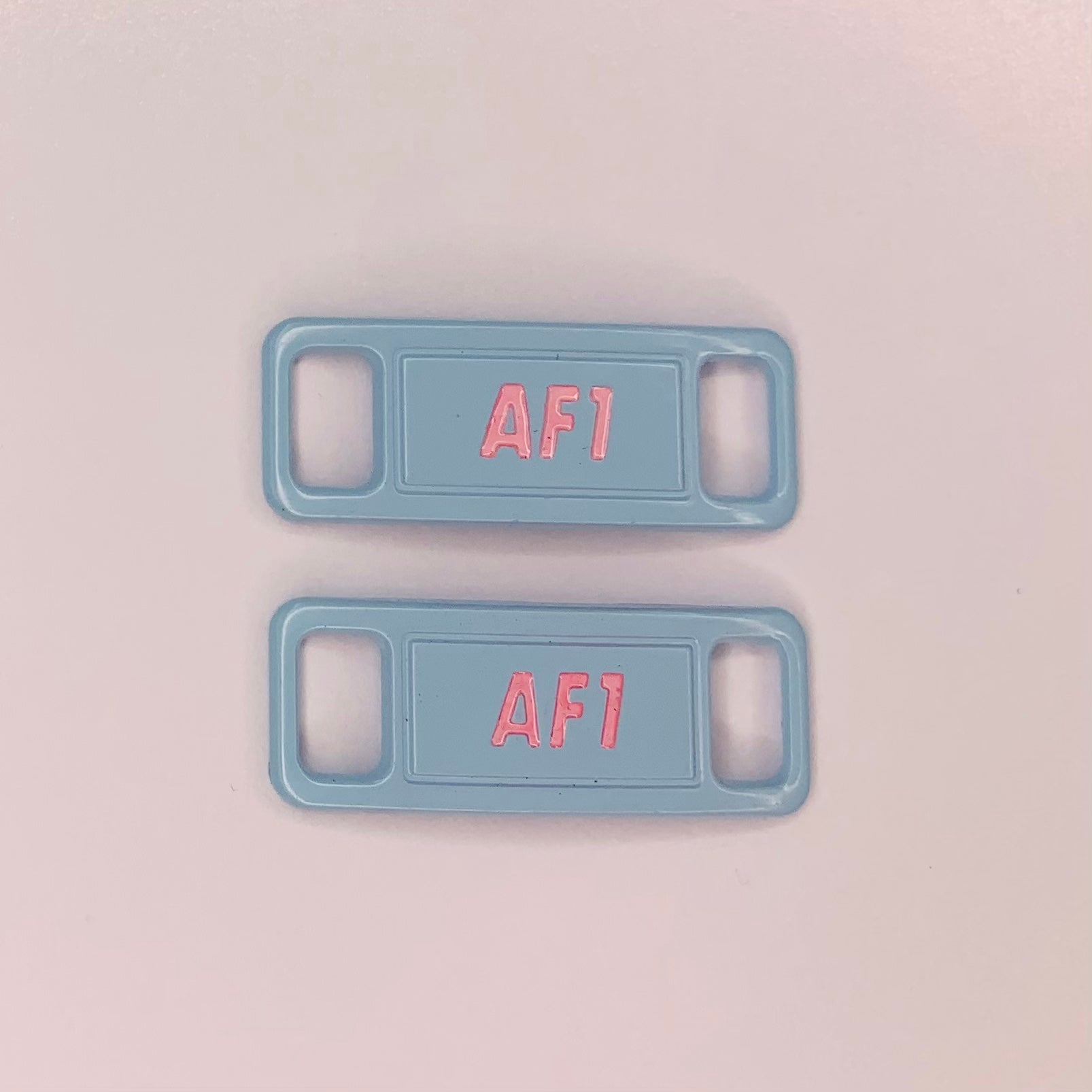 Blue / pink AF1 lace locks with