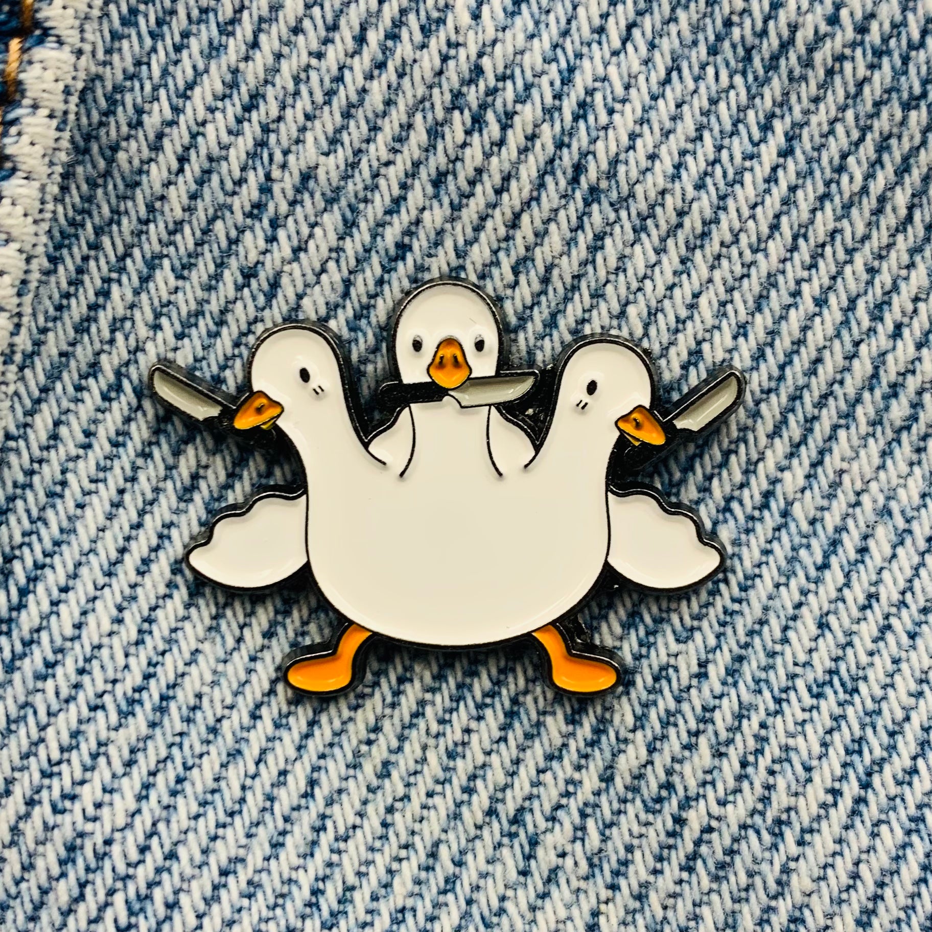 Three geese with knife Enamel Pin