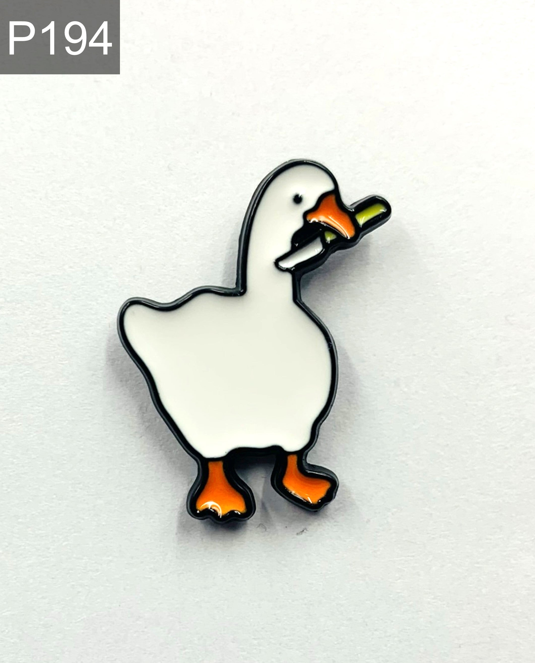 Funny Goose with Knife Enamel Pin