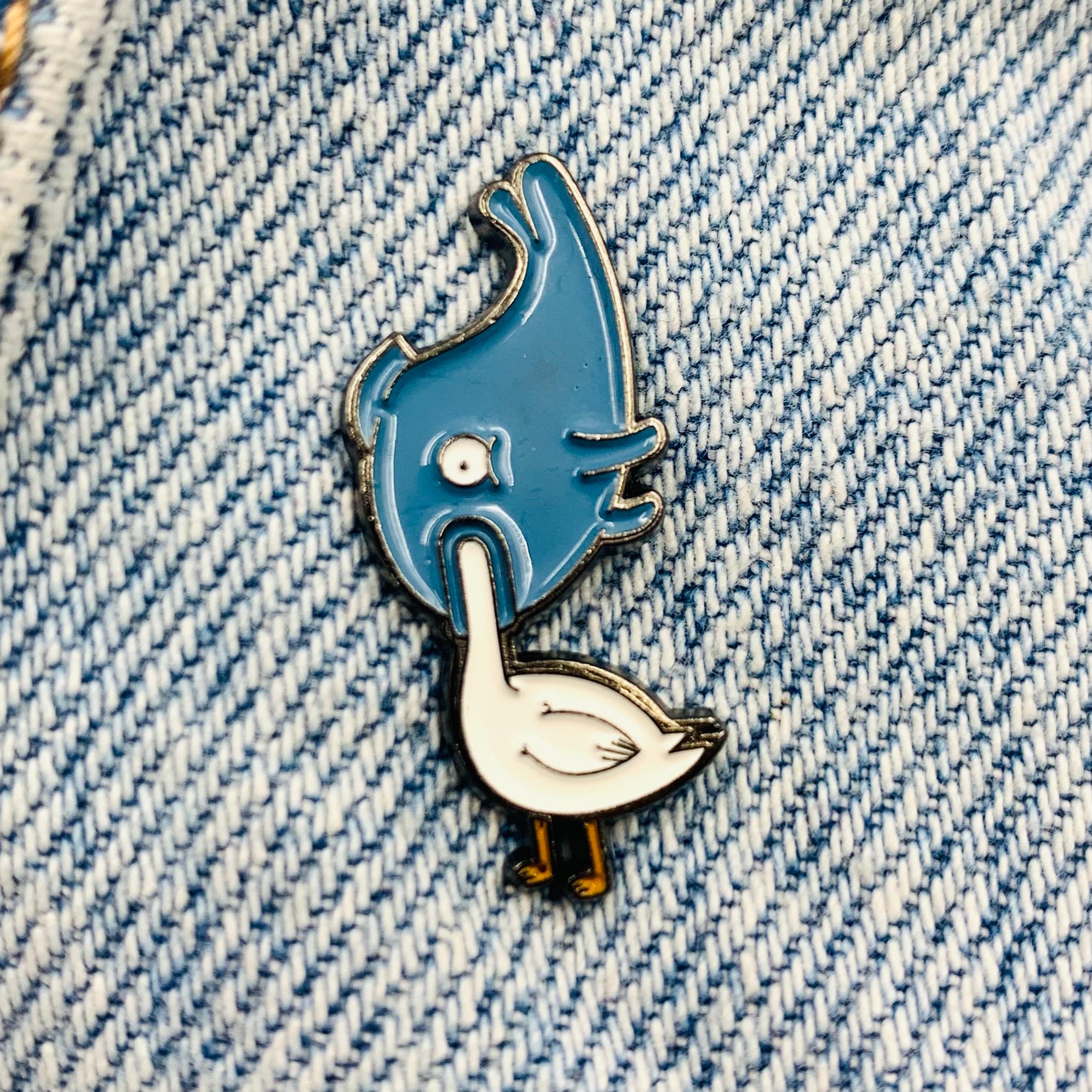 Funny Fish and seagull Enamel Pin