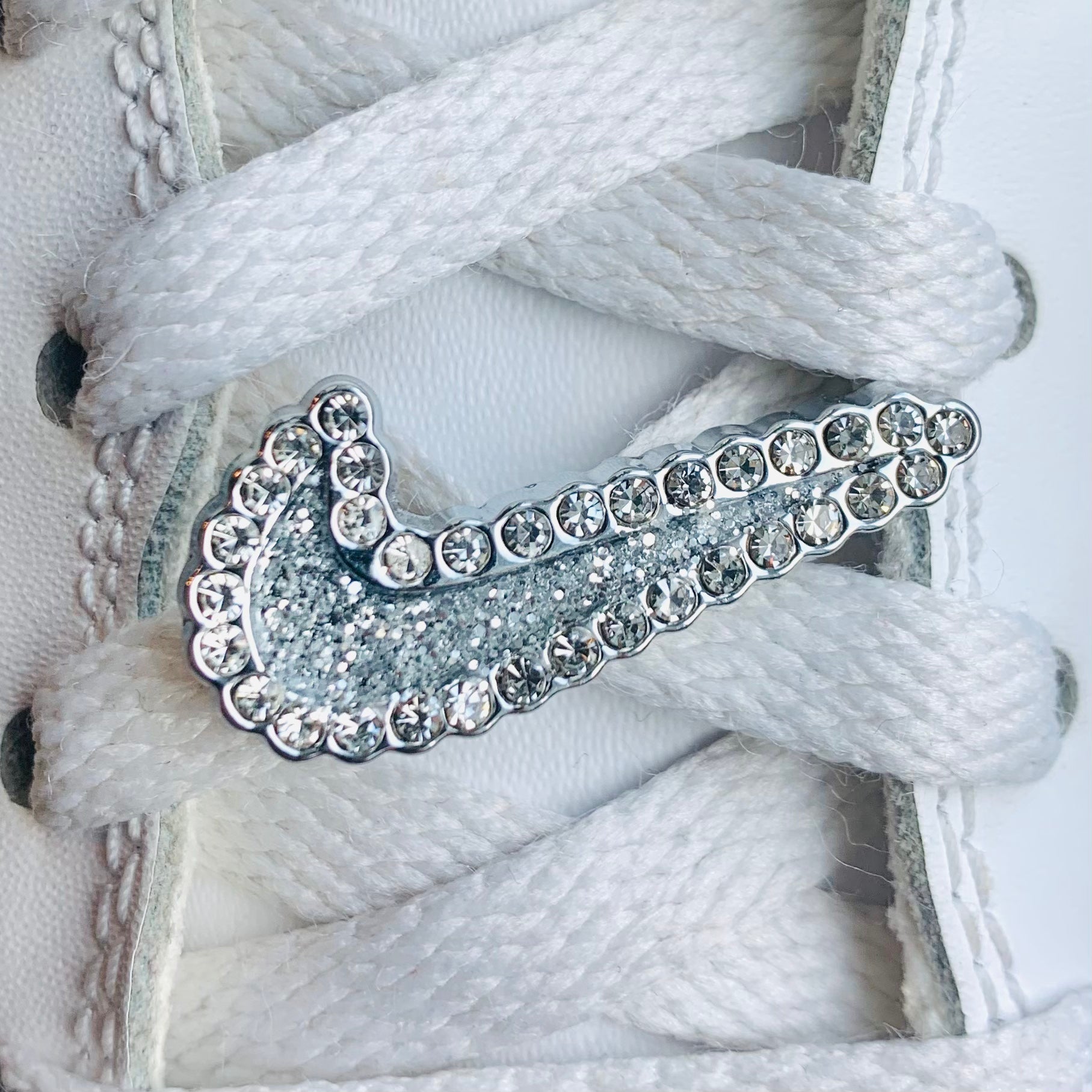 Silver Glitter Nike Swoosh Lace Locks