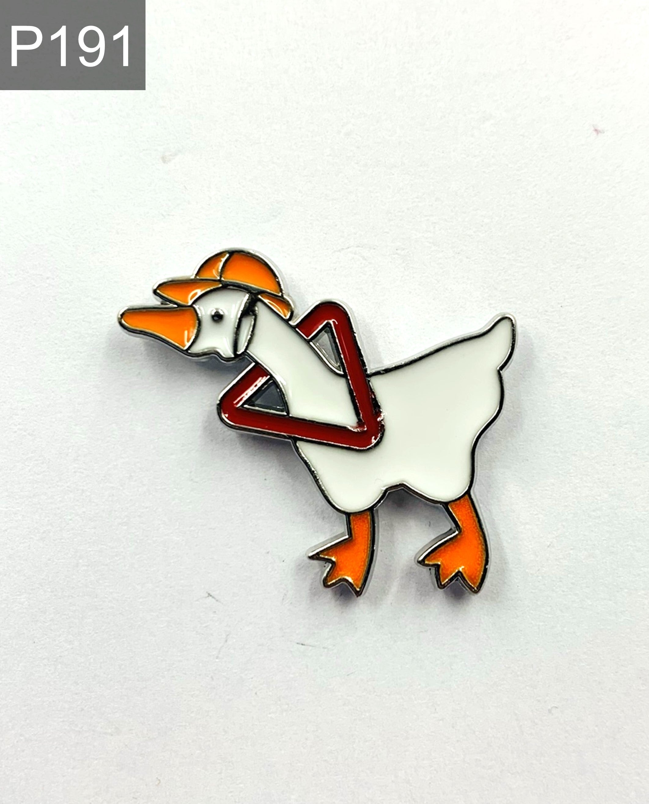 Lustige Gans mit Warndreieck Emaille Pin