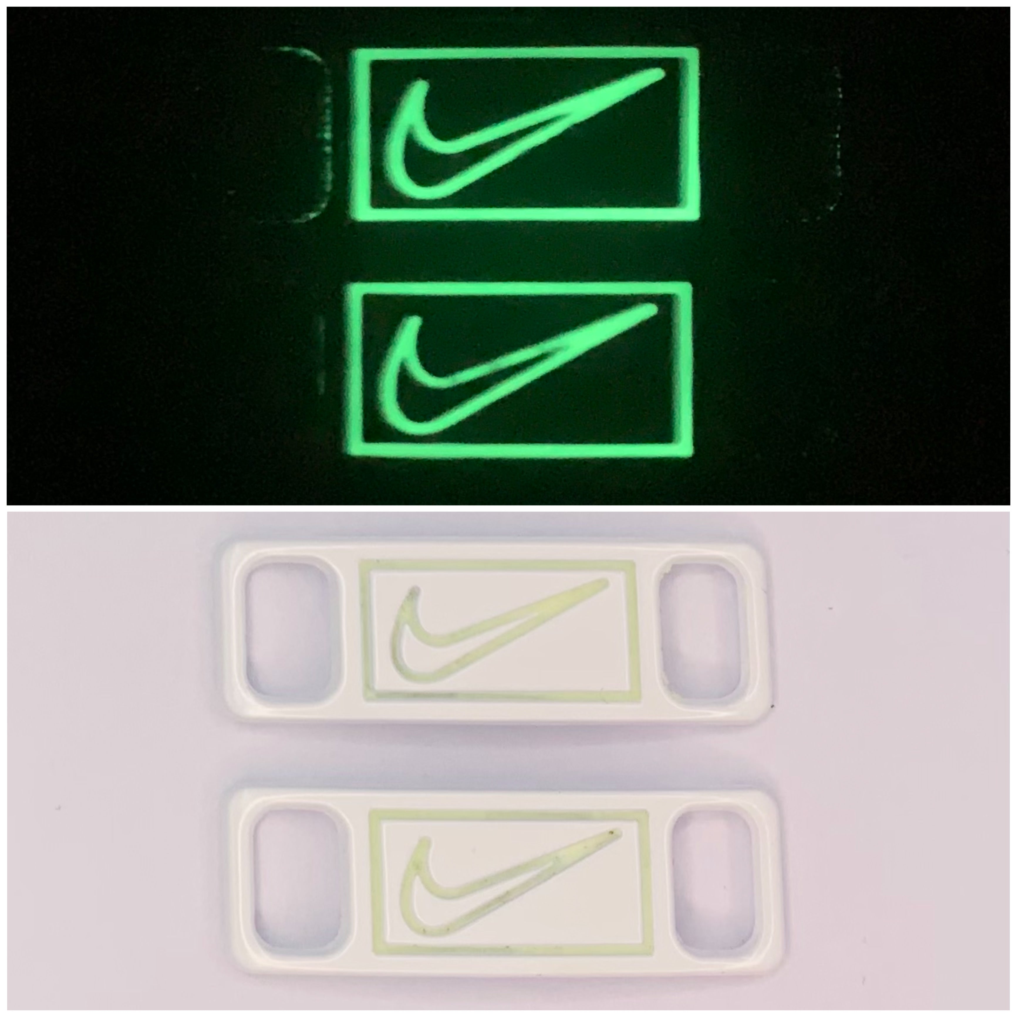 White Nike glow in the dark lace locks