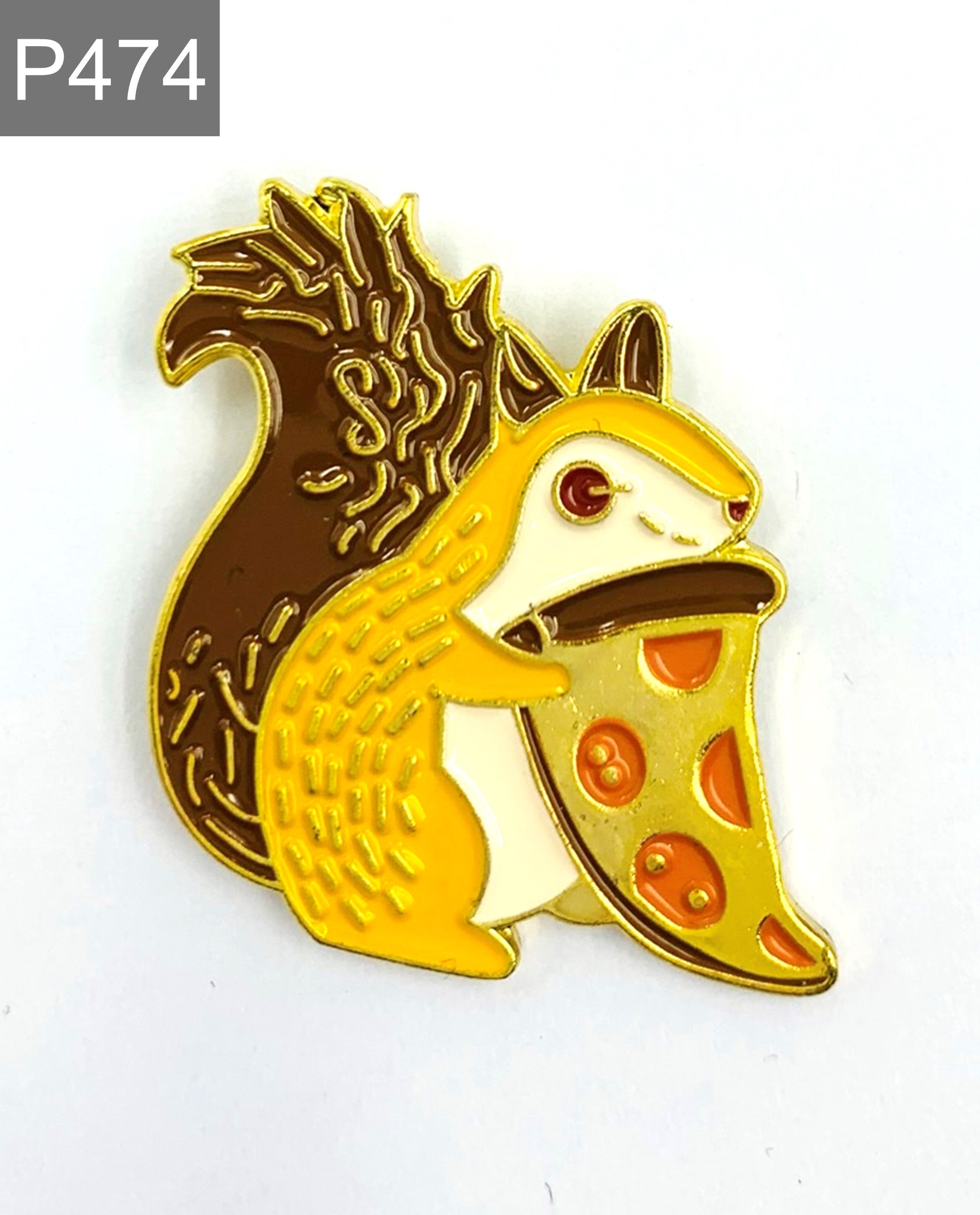 Eichhörnchen mit Pizza Emaille Pin