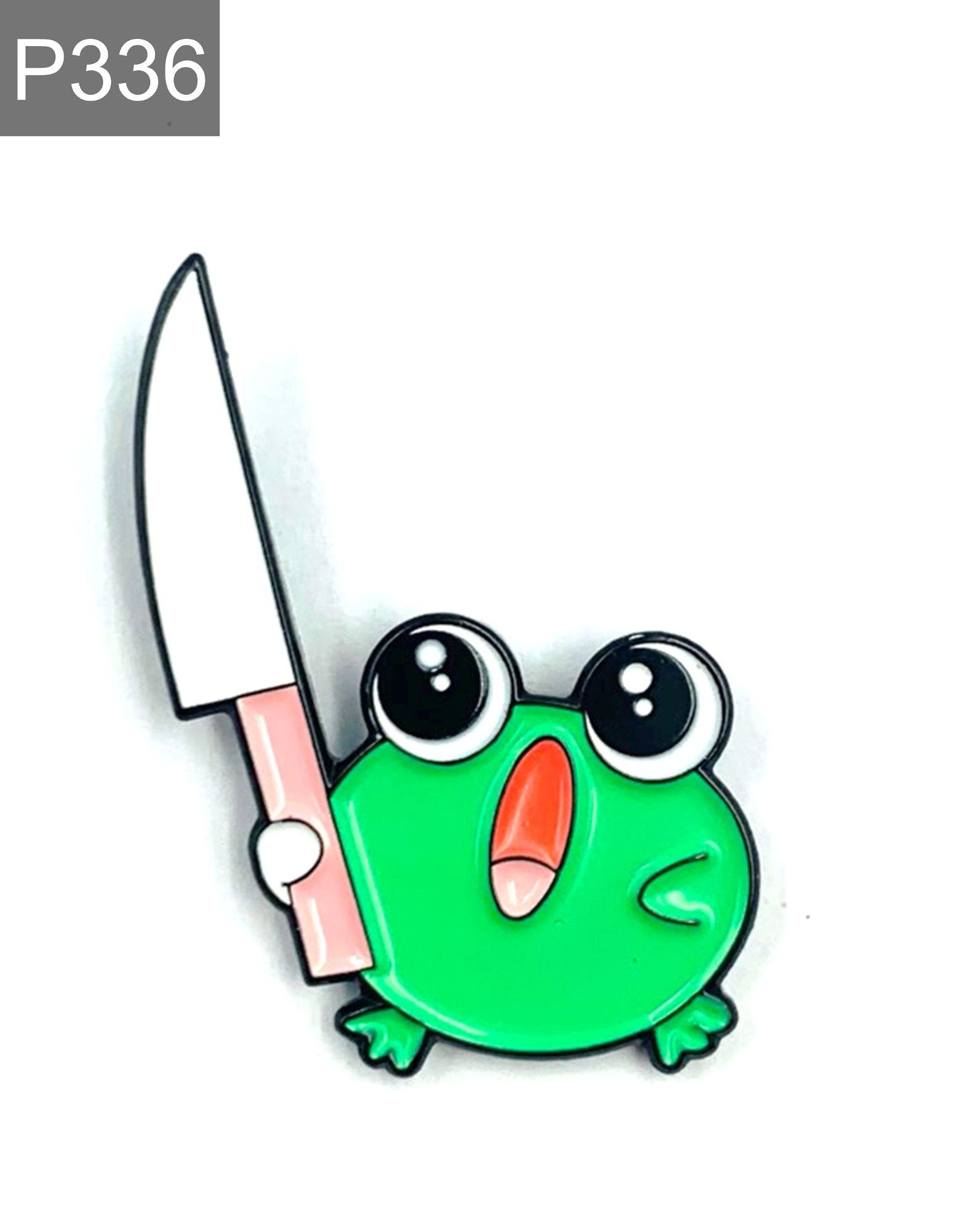 Frosch mit Messer Emaille Pin