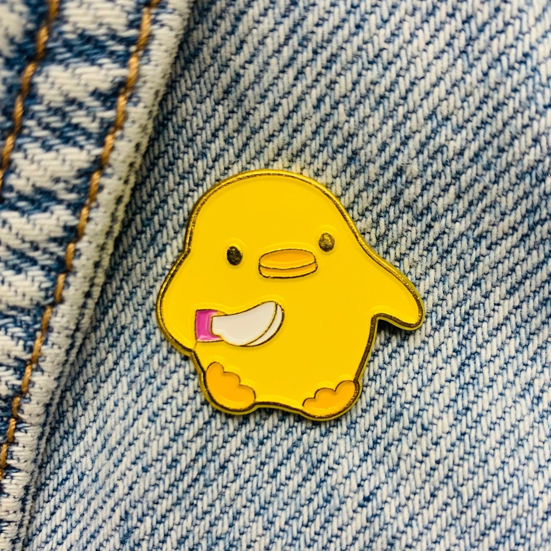 Duck with knife Enamel Pin