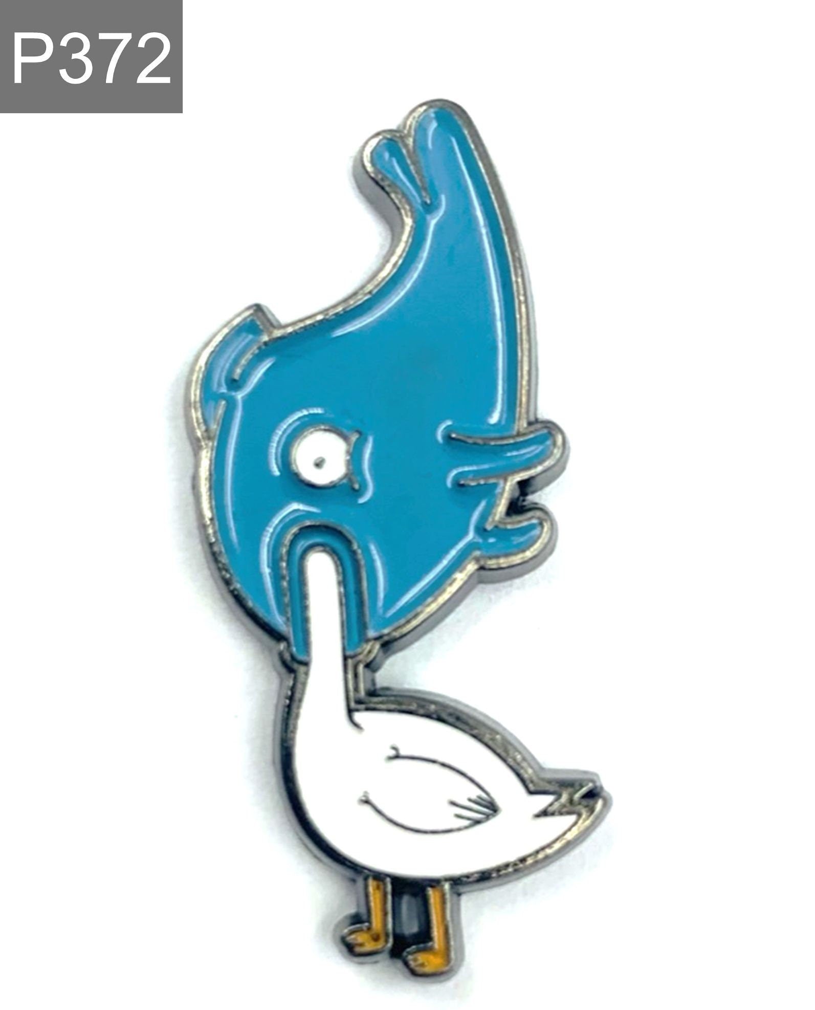 Lustiger Fisch und Möwe Emaille Pin