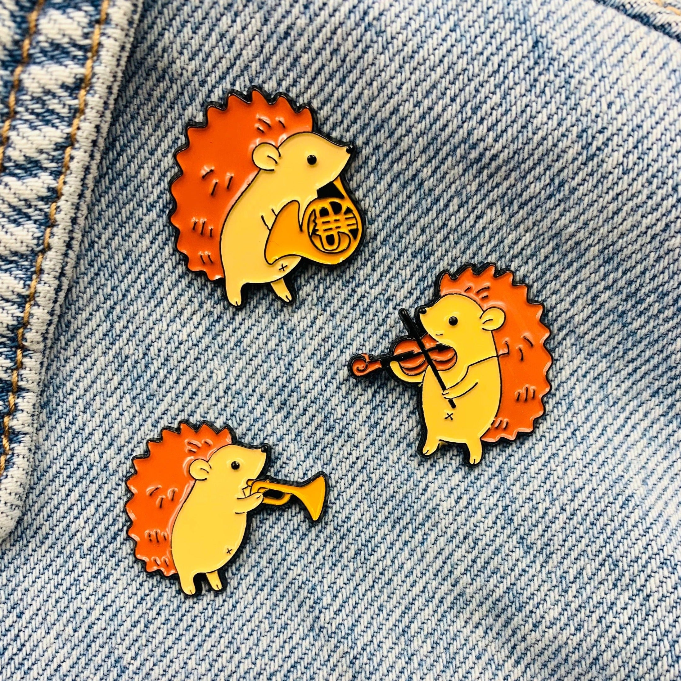 Hedgehog with instruments Enamel Pin