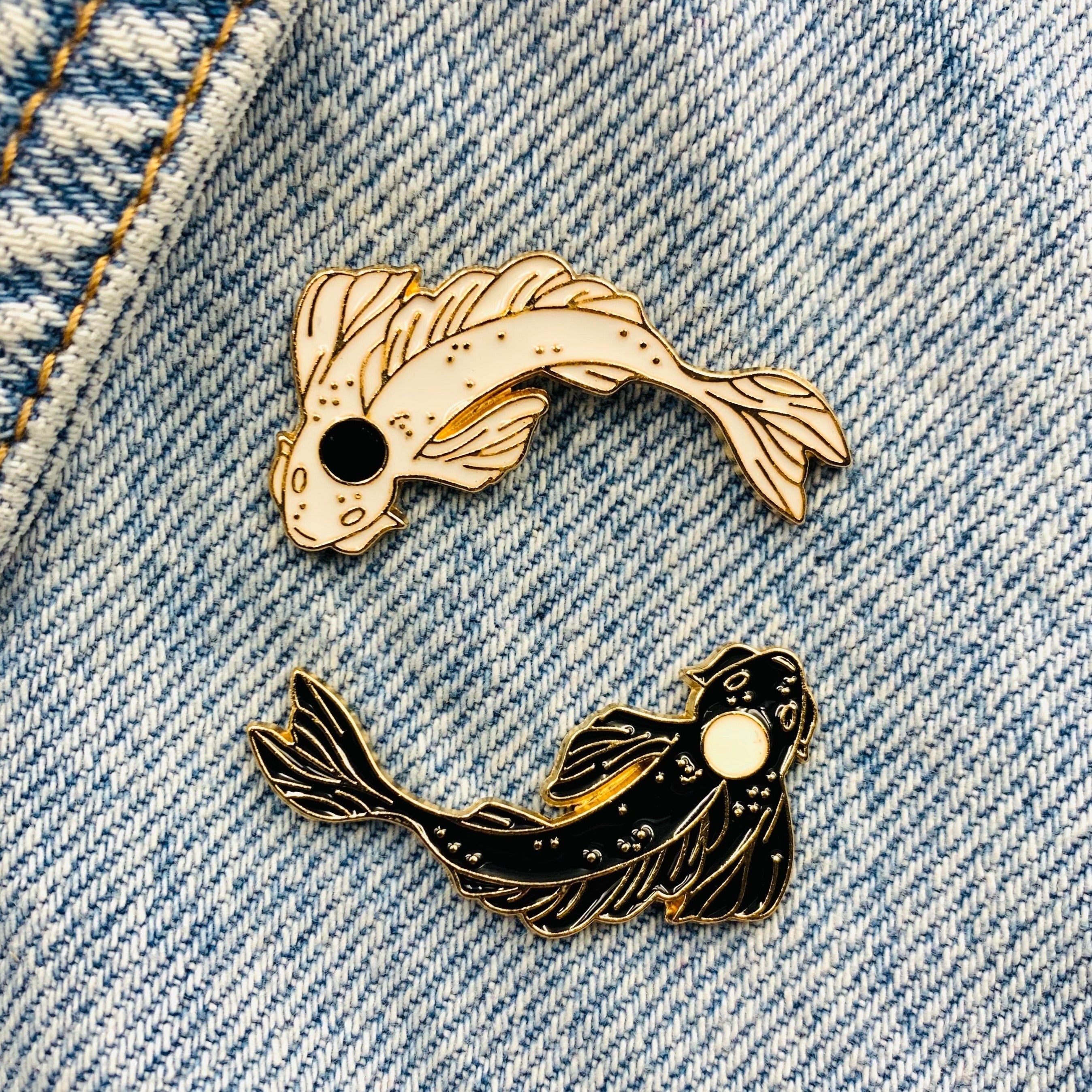 Koi fish Enamel Pins 2 pcs