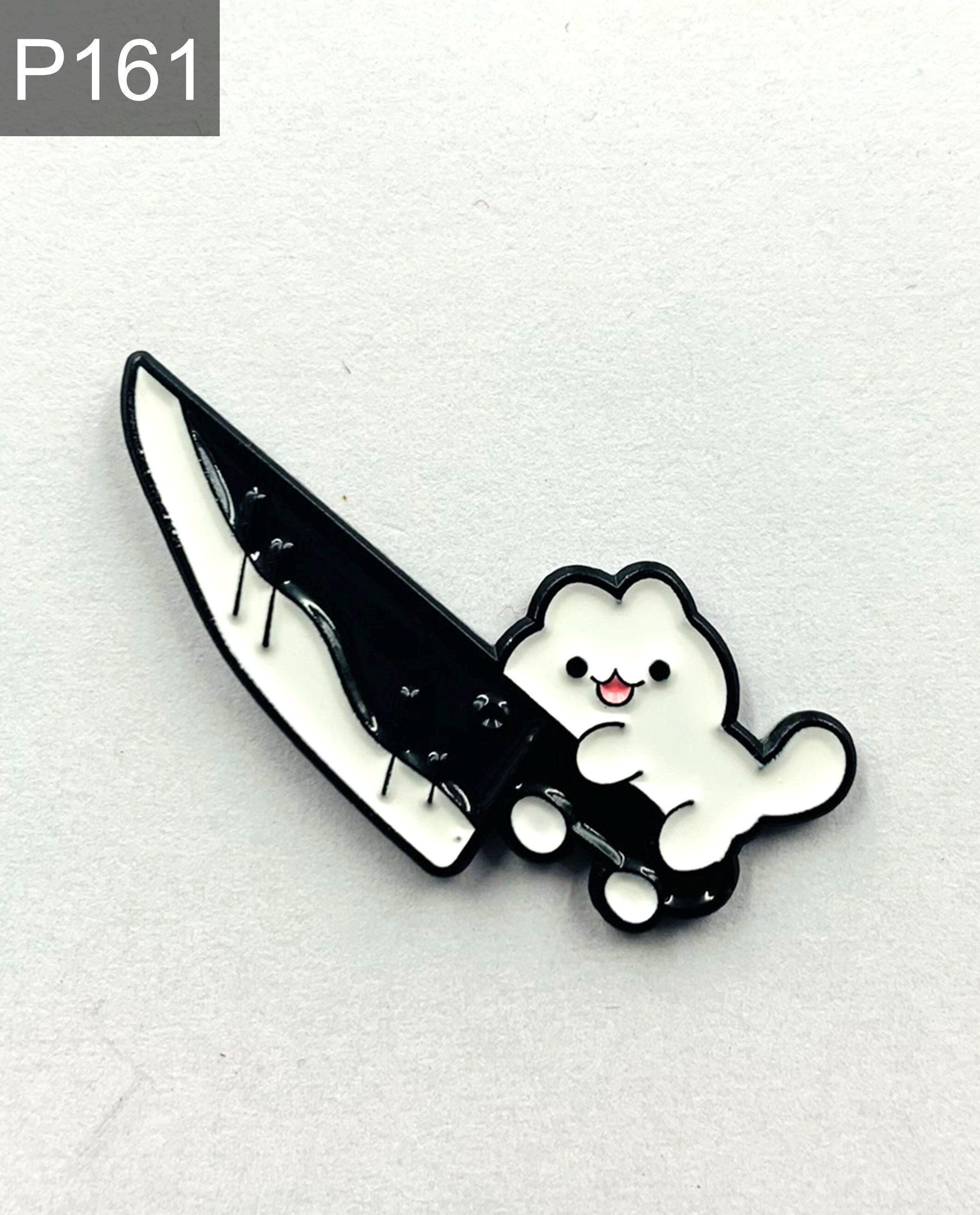 Funny killer cat with knife Enamel Pin