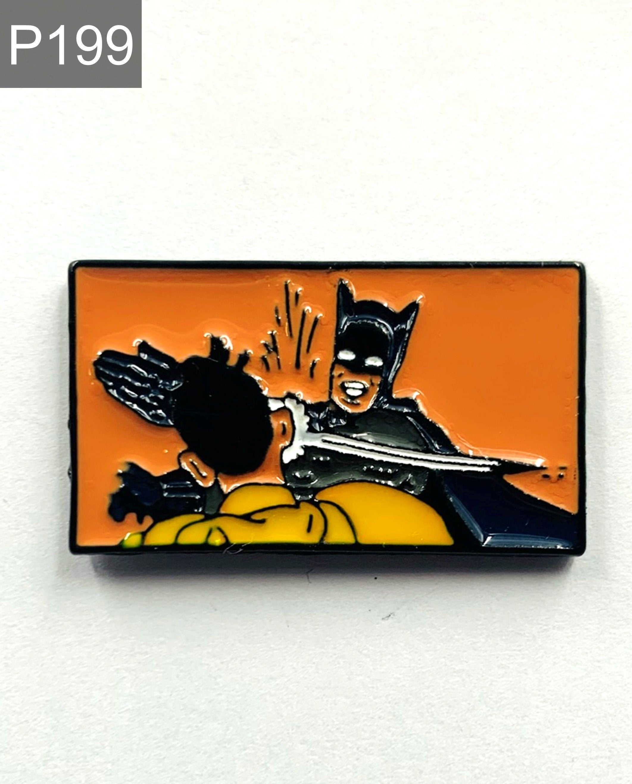 Batman slapping Robin Enamel Pin