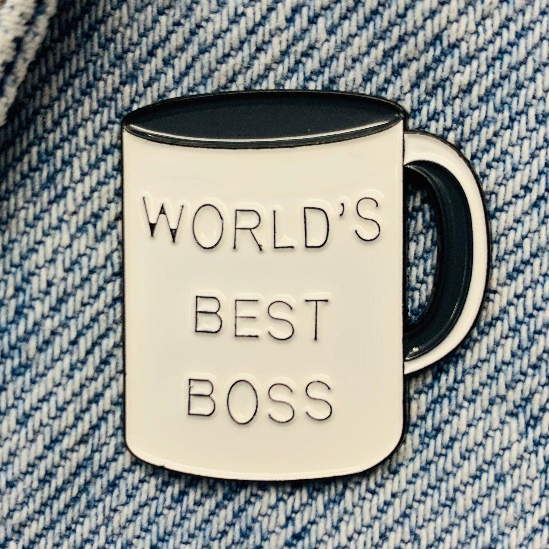 Saying "worlds best boss" Enamel Pin