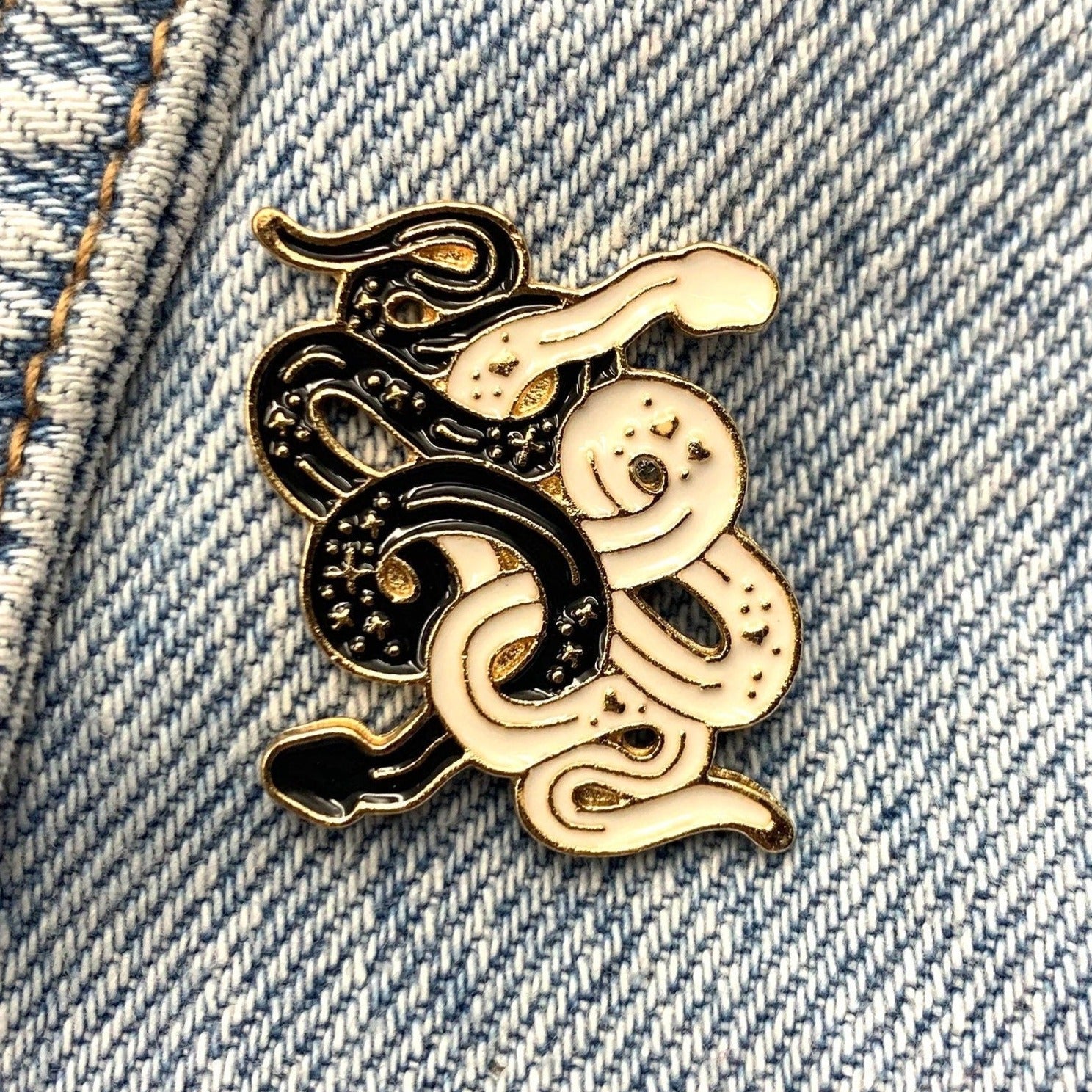 Snake Yin Yang Enamel Pin