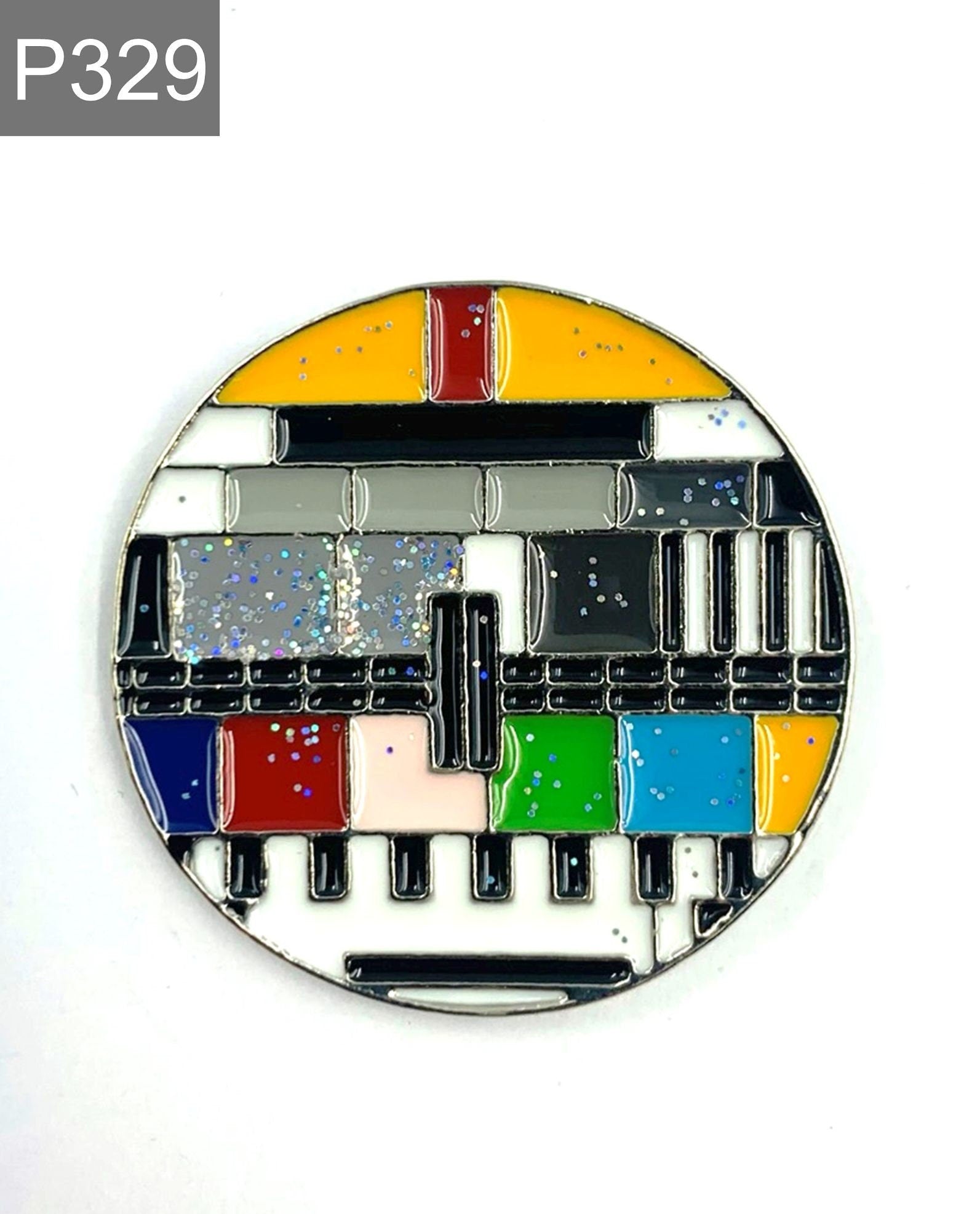 Glitter TV Enamel Pin