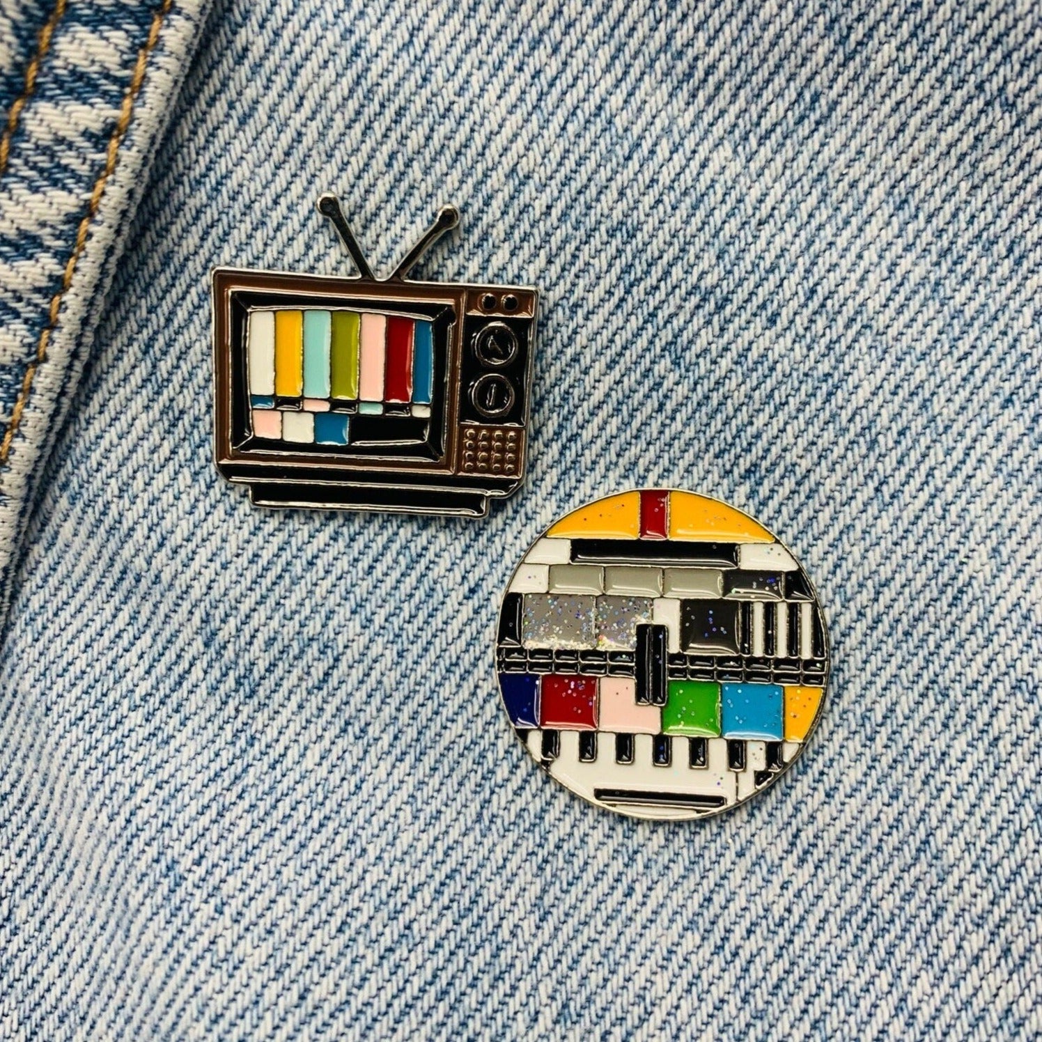 Glitter TV Enamel Pin