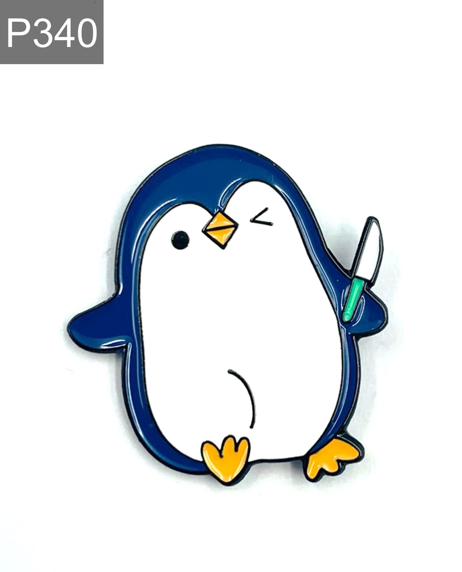 Pinguin mit Messer Emaille Pin