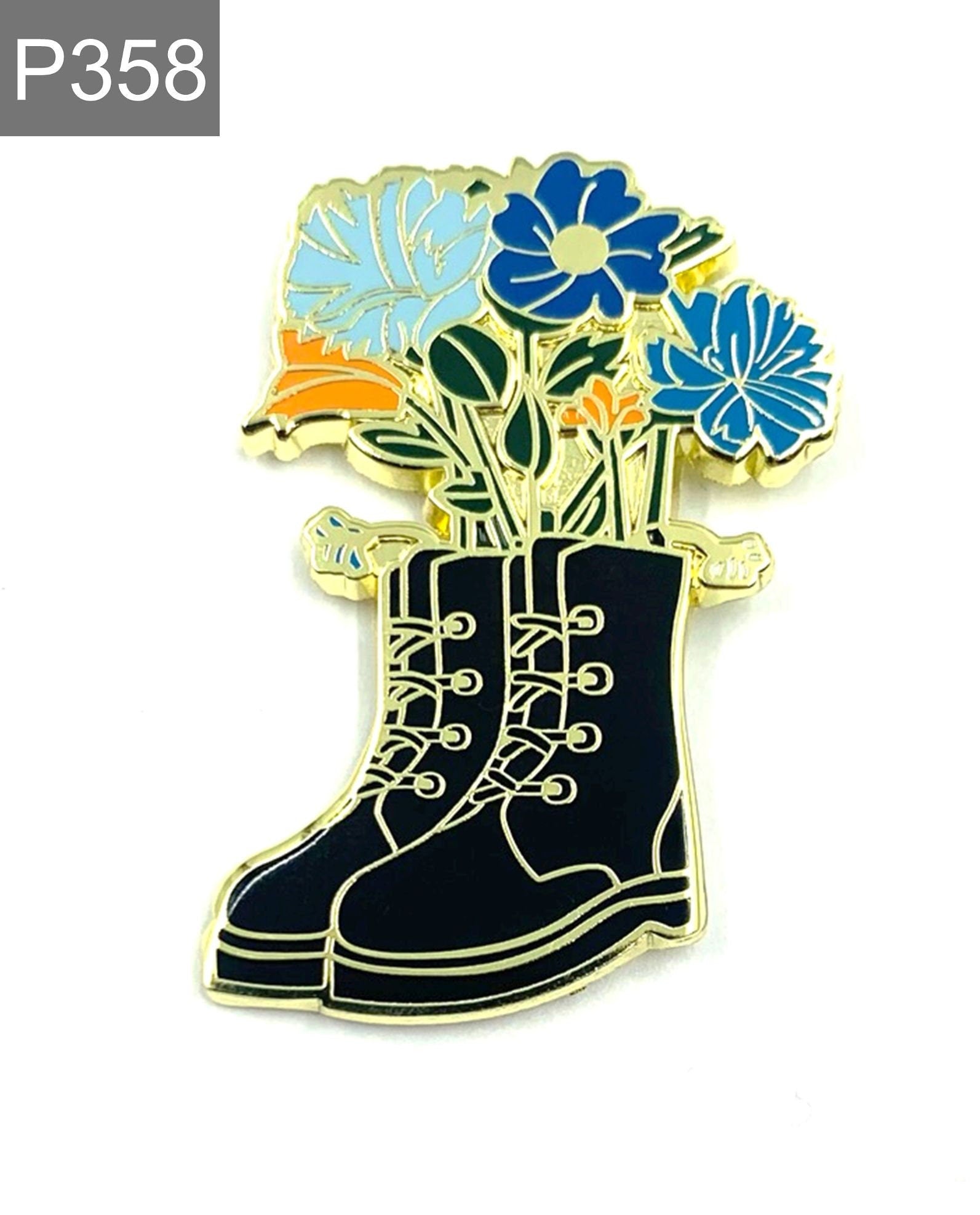 Schuhe mit Blumen Emaille Pin