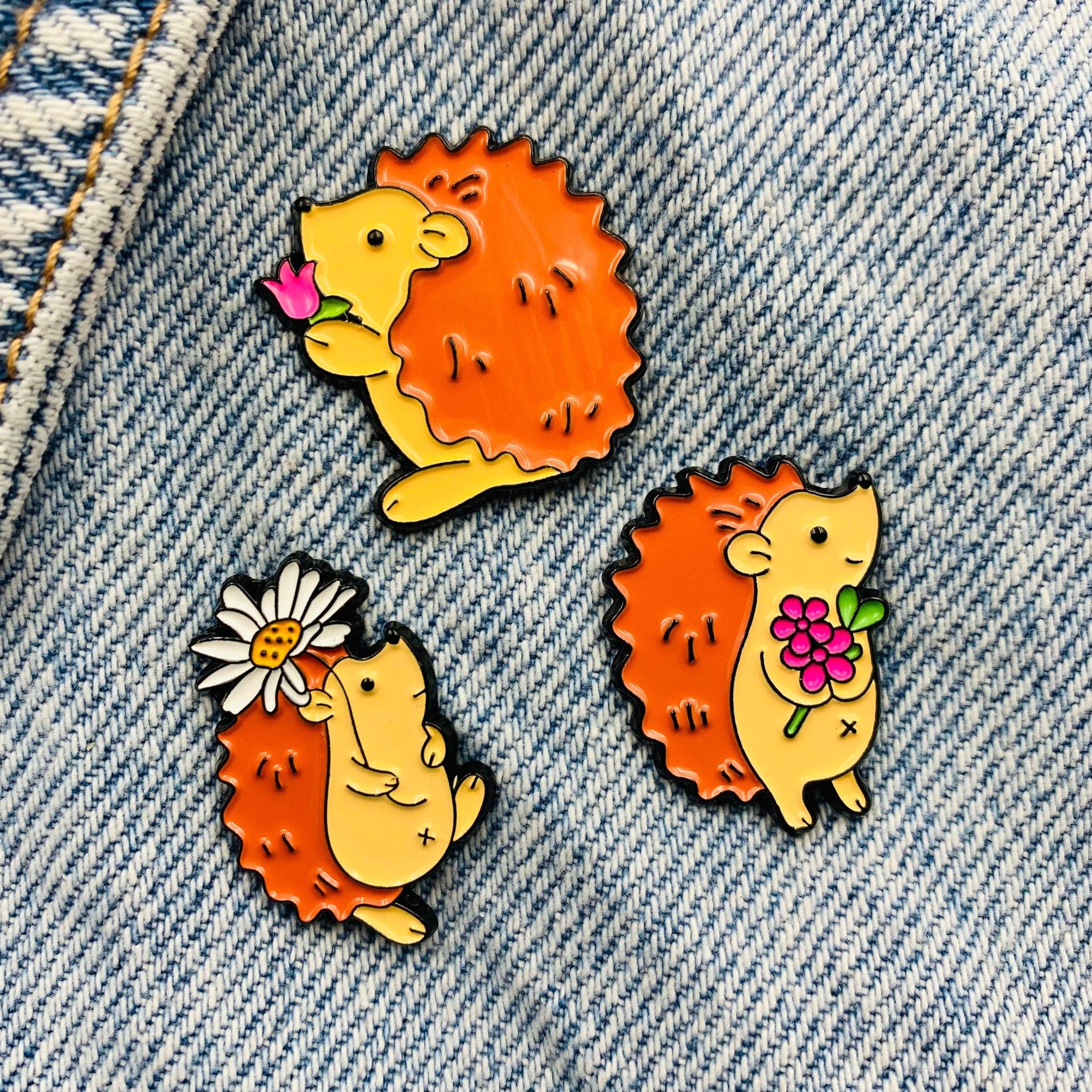 Hedgehog with flowers Enamel Pin