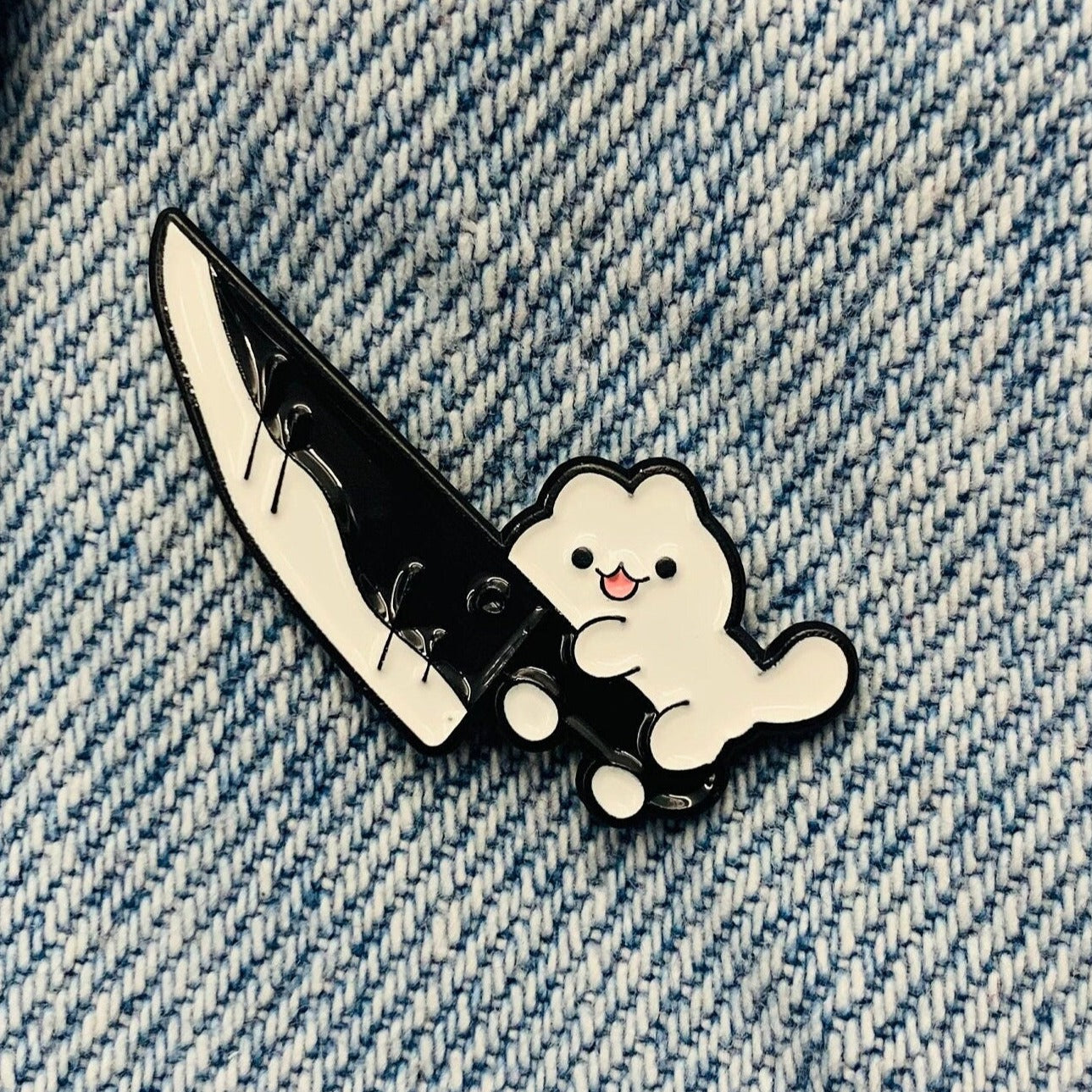 Funny killer cat with knife Enamel Pin