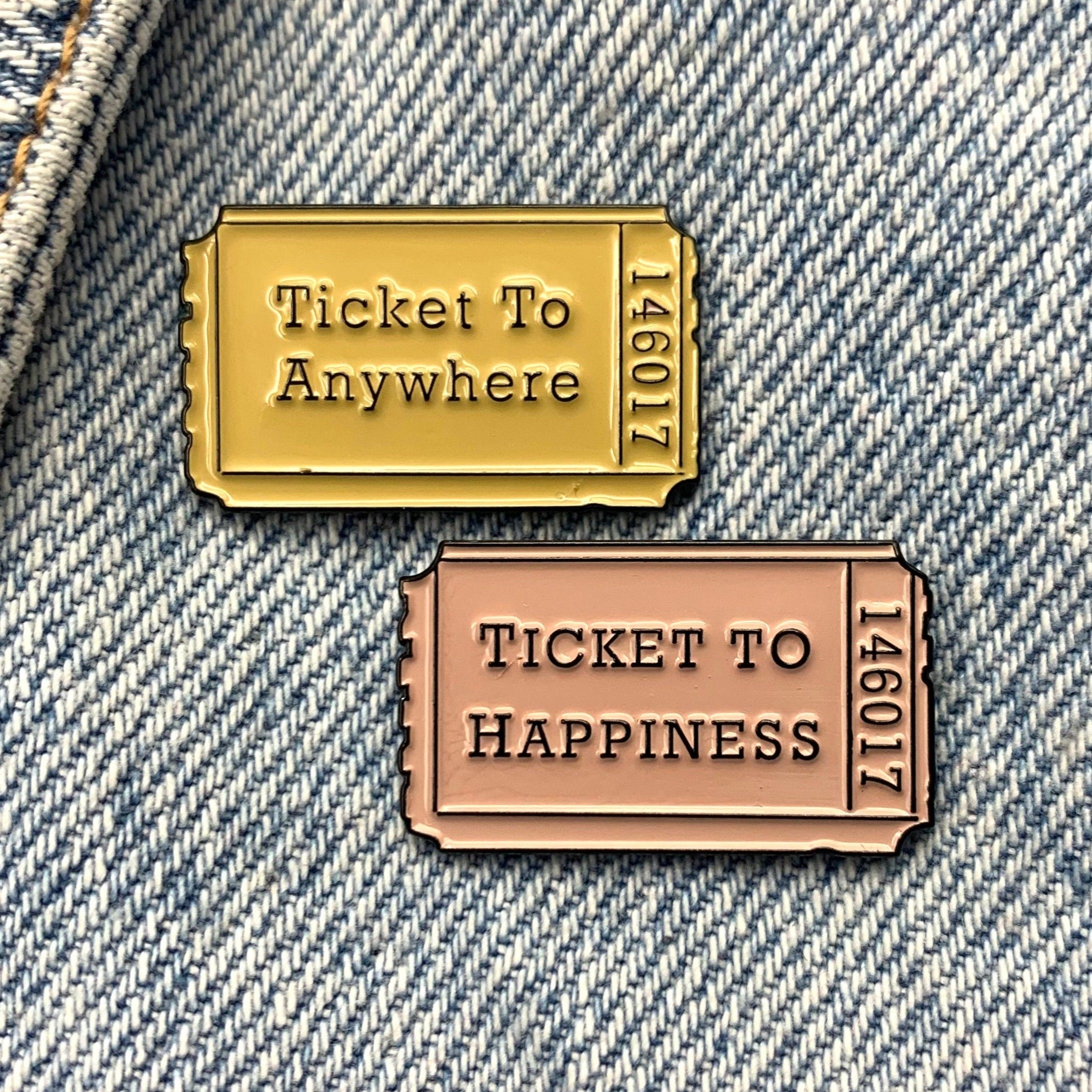 Saying "ticket to happiness" Enamel Pin