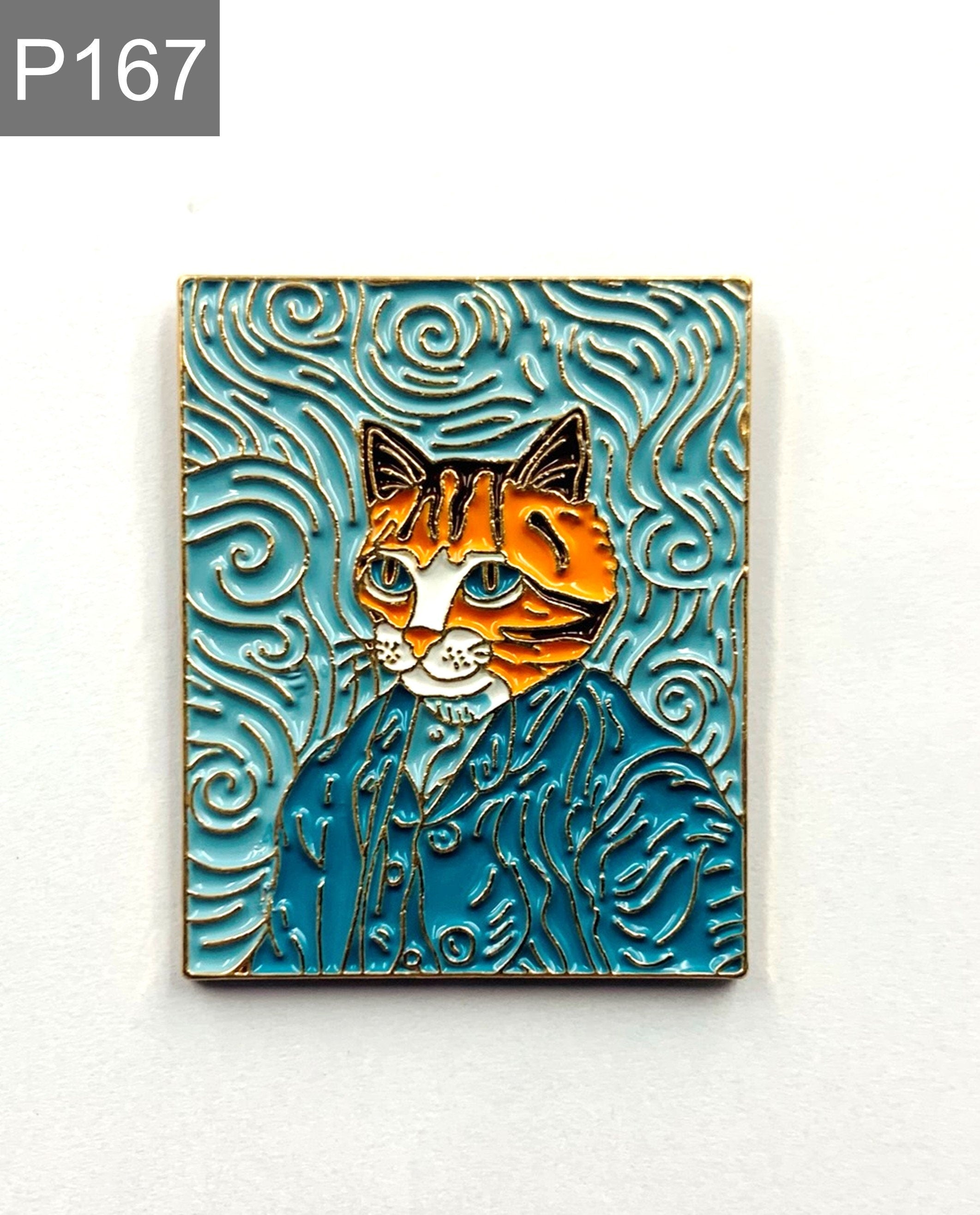 Painting cat Van Gogh Enamel Pin