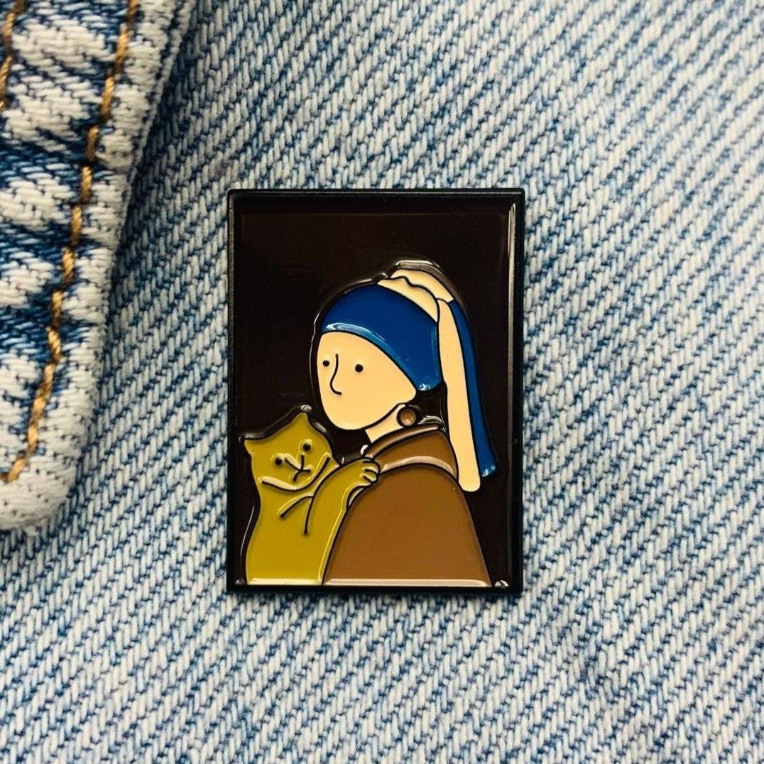 Dame mit Perlenohrring Jan Vermeer Emaille Pin