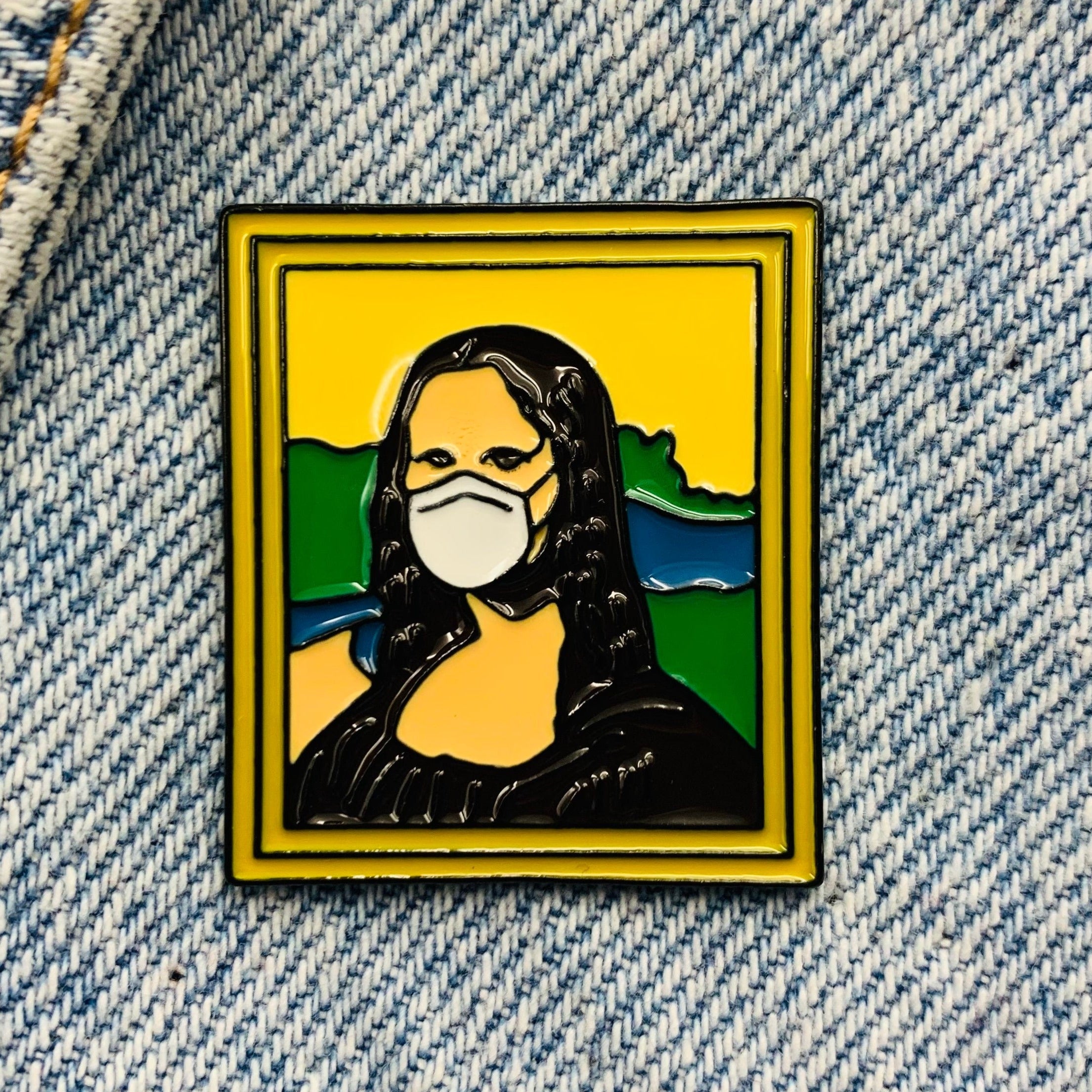 Mona Lisa with mask Enamel Pin