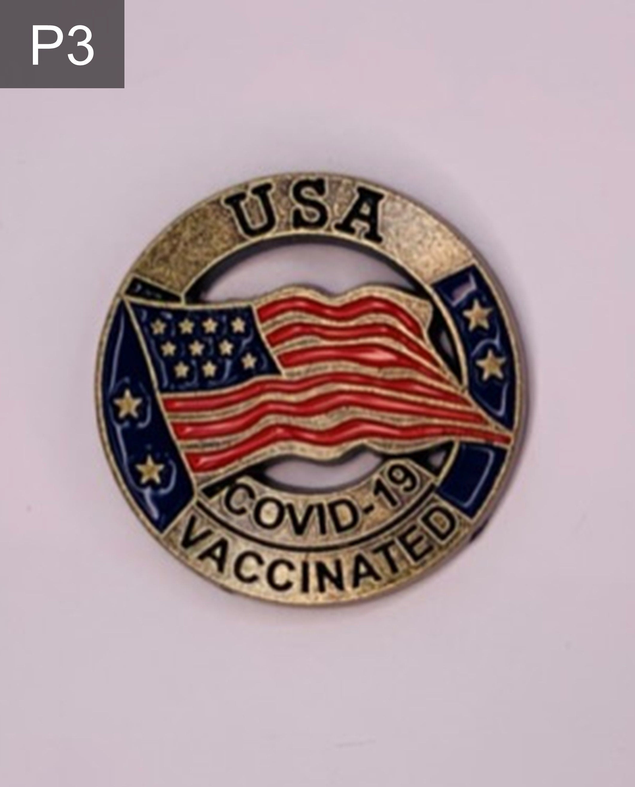 Covid-19 Vaccinated USA Enamel Pin