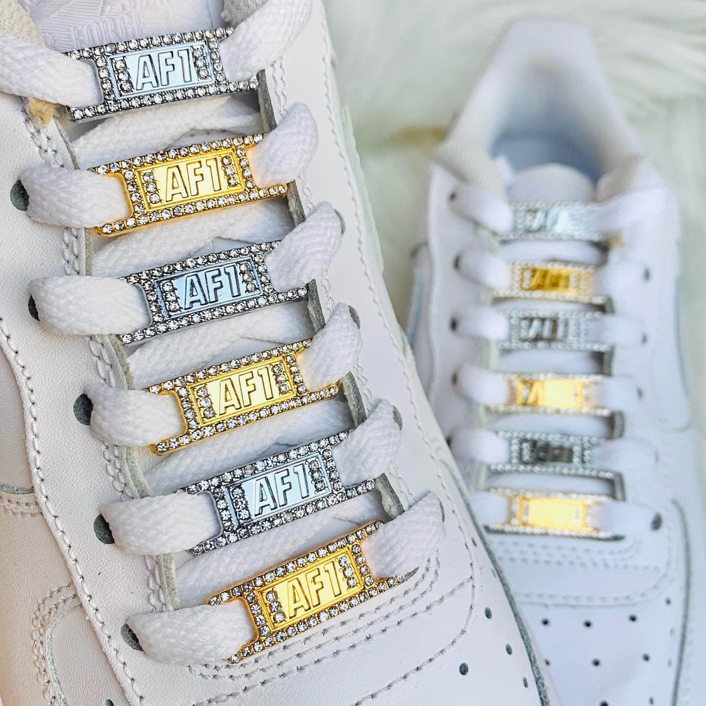 Silver Glitter AF1 Lace Locks